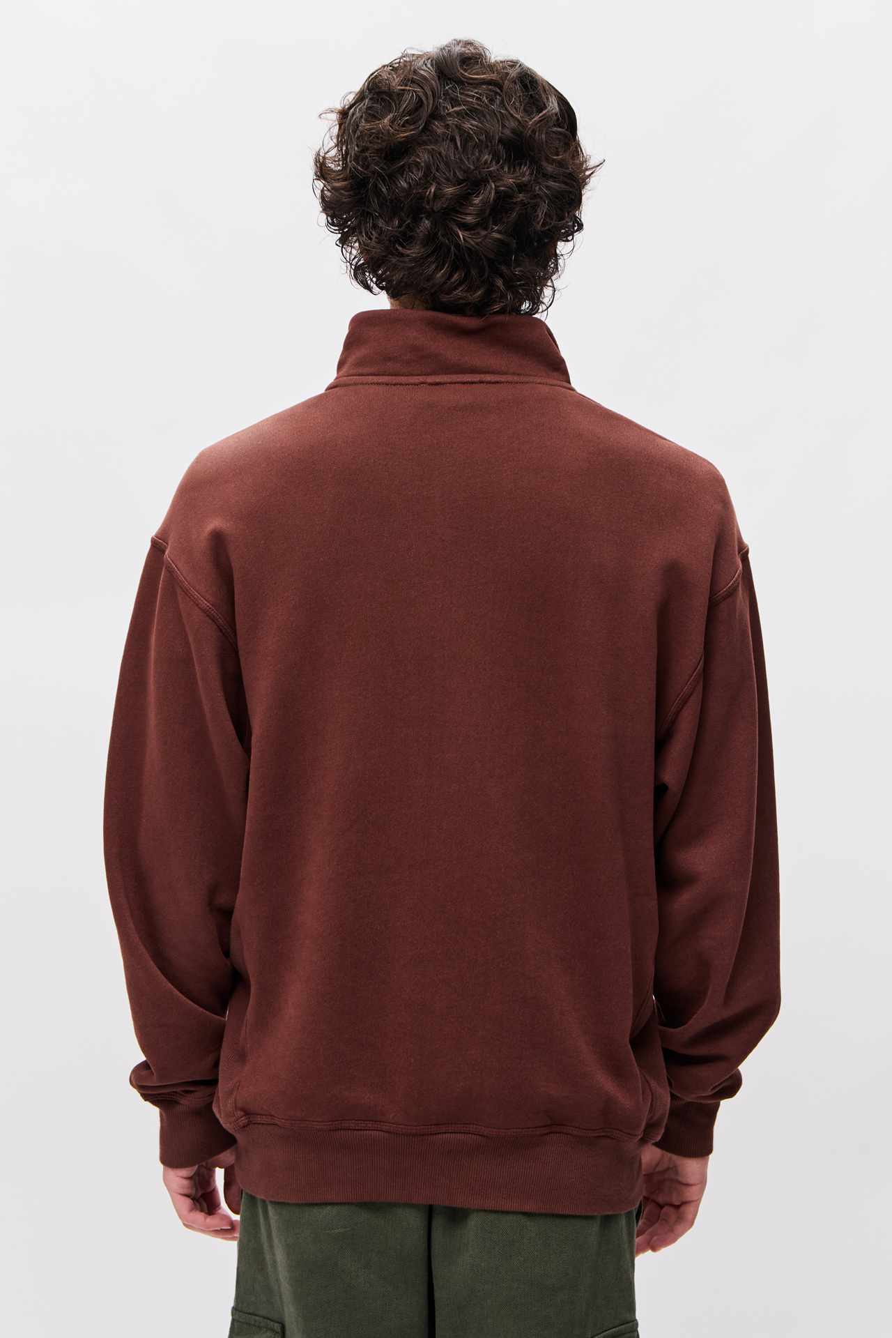 DROPPED SHOULDER HALF-ZIP CREWNECK
