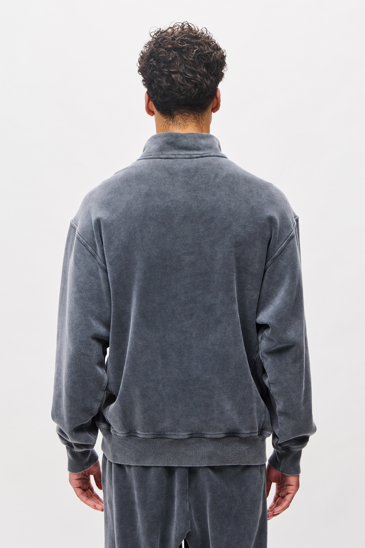 DROPPED SHOULDER HALF-ZIP CREWNECK