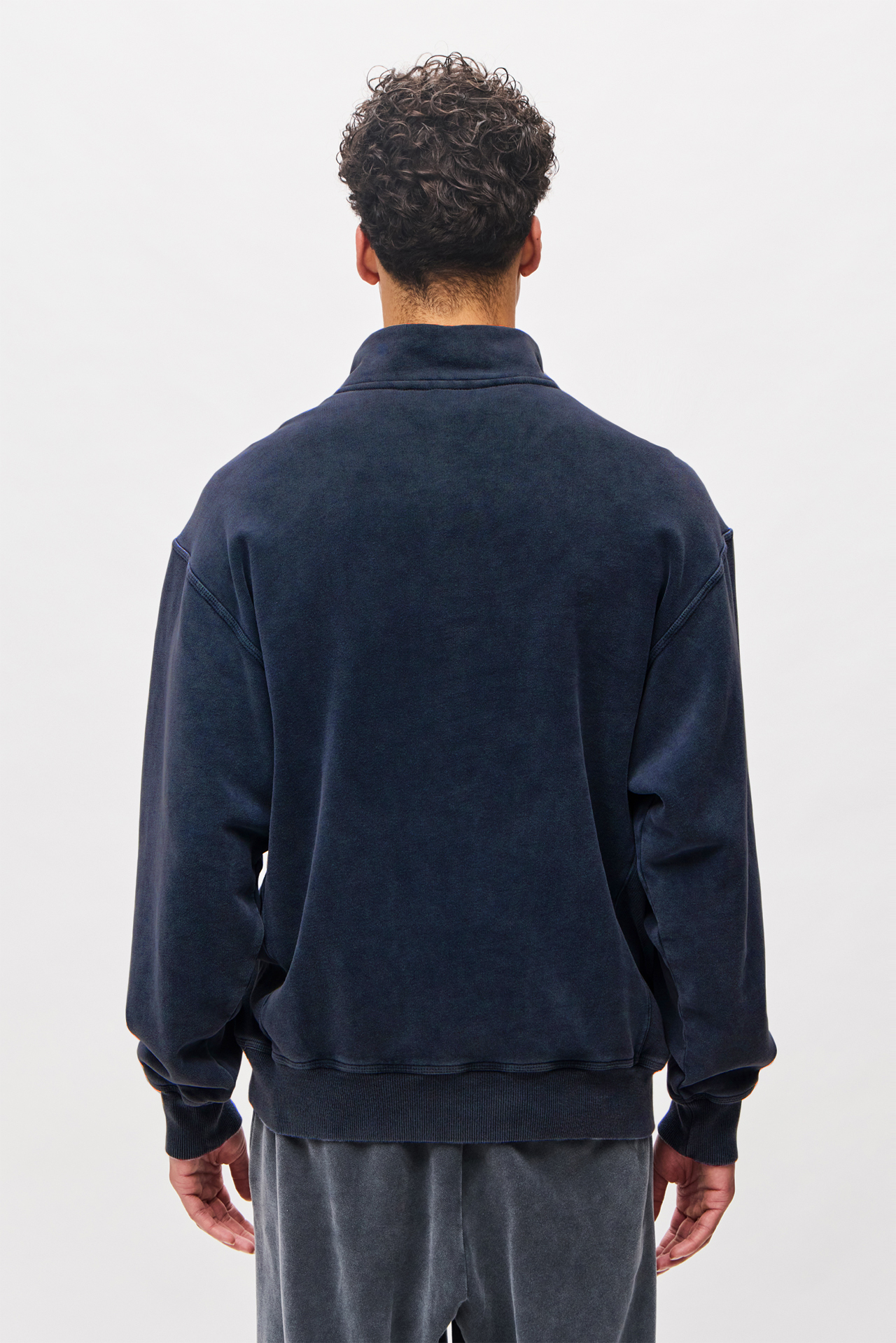 DROPPED SHOULDER HALF-ZIP CREWNECK