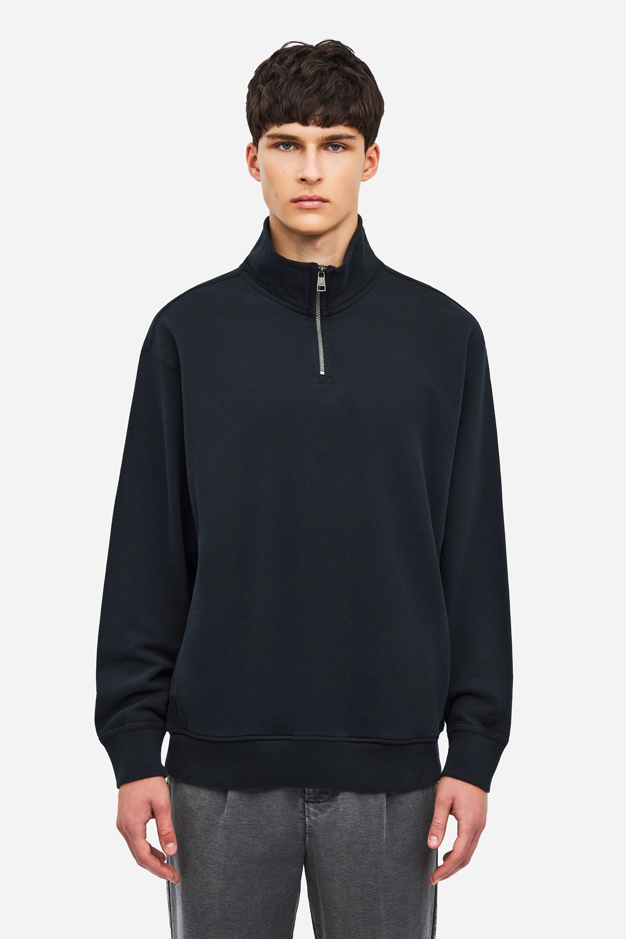 DROPPED SHOULDER HALF-ZIP CREWNECK