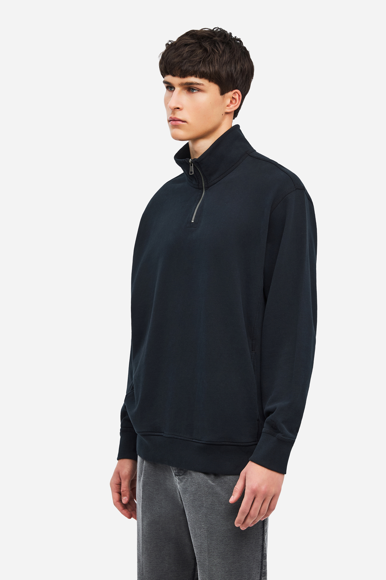 DROPPED SHOULDER HALF-ZIP CREWNECK