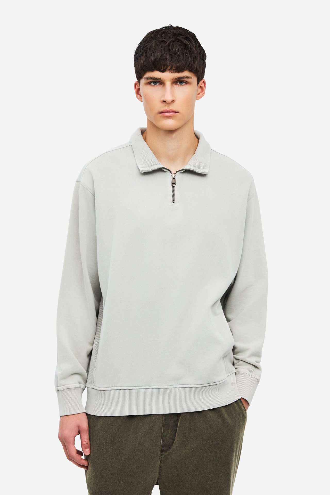 DROPPED SHOULDER HALF-ZIP CREWNECK