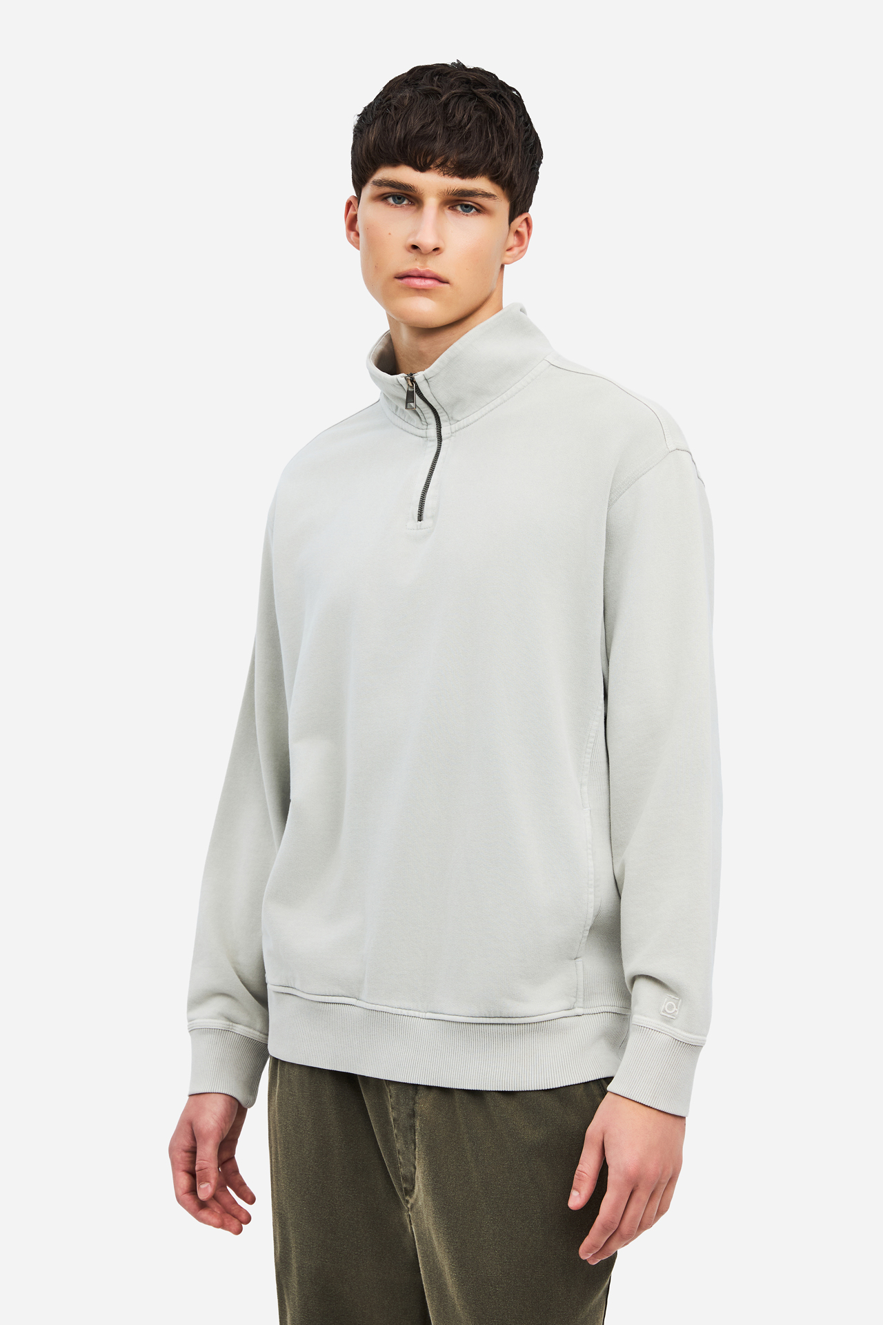 DROPPED SHOULDER HALF-ZIP CREWNECK