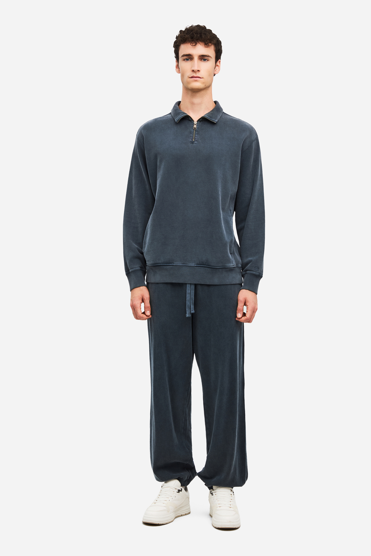 DROPPED SHOULDER HALF-ZIP CREWNECK