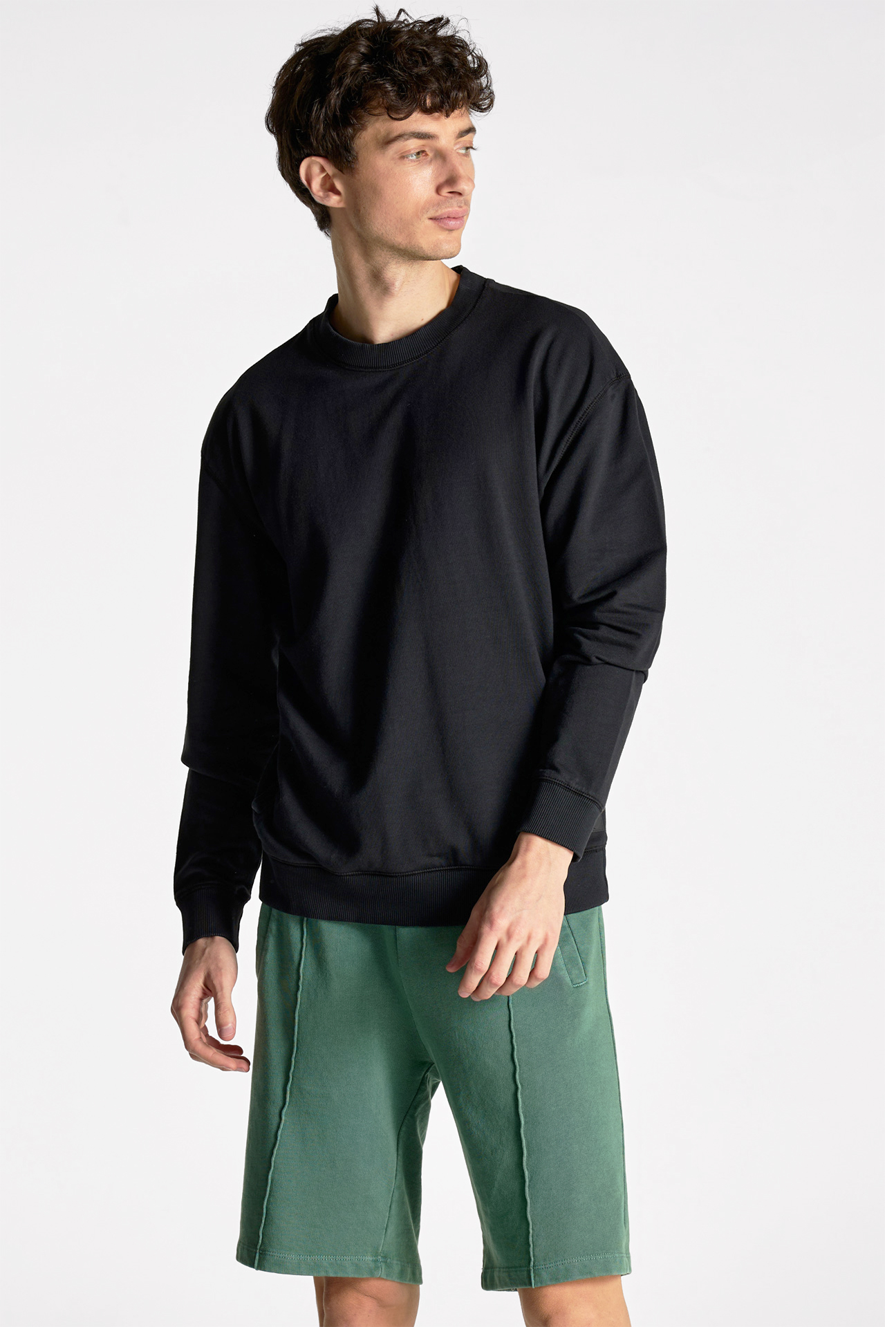 Contrast Pockets Crewneck