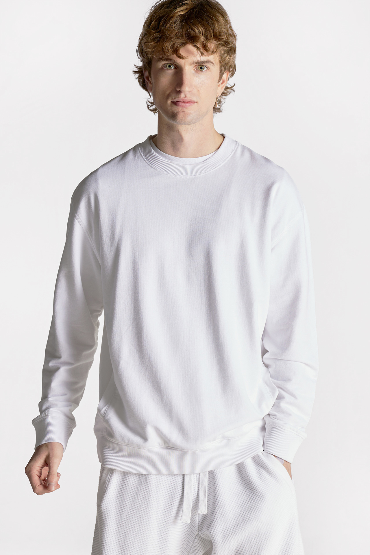 Contrast Pockets Crewneck