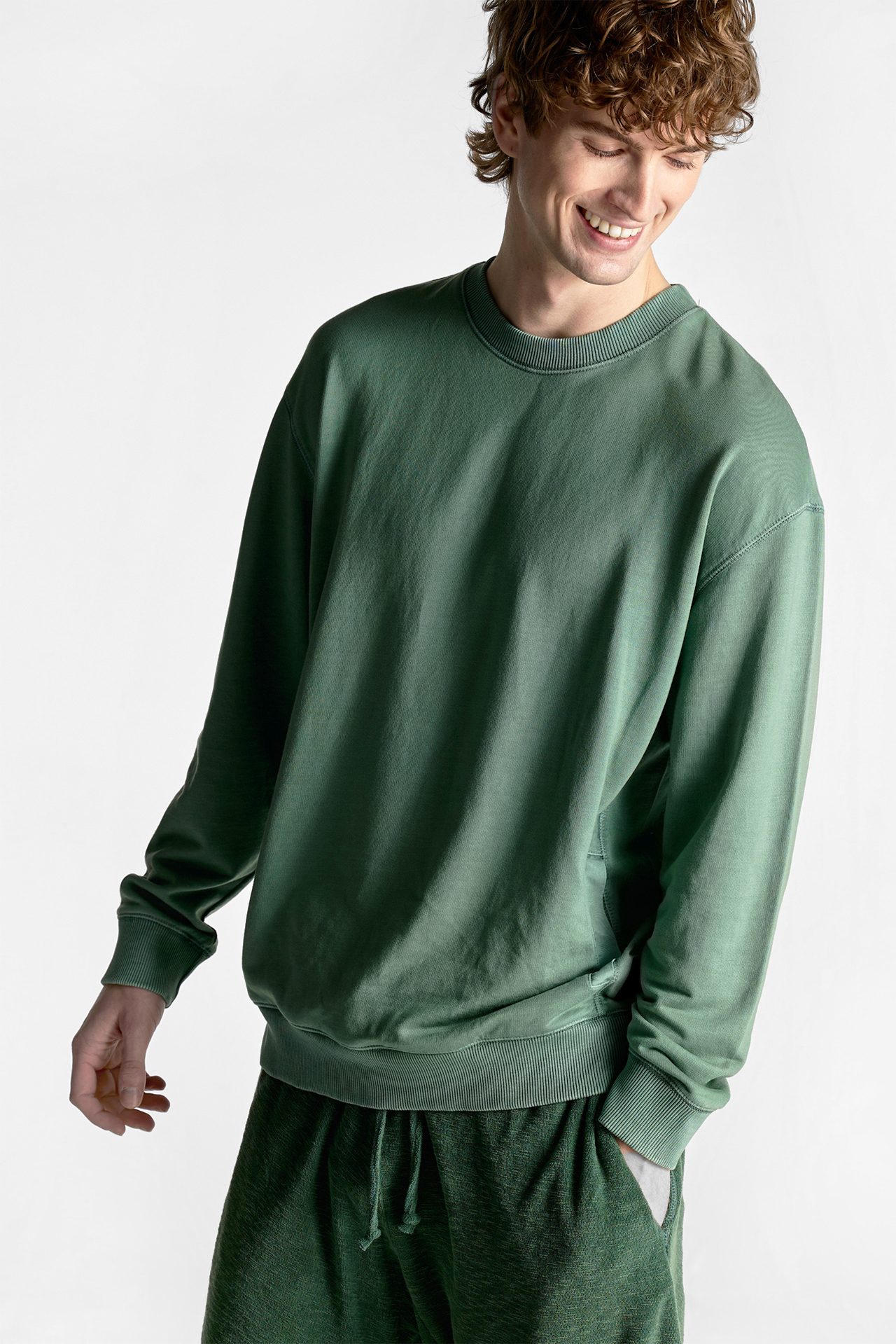 Contrast Pockets Crewneck