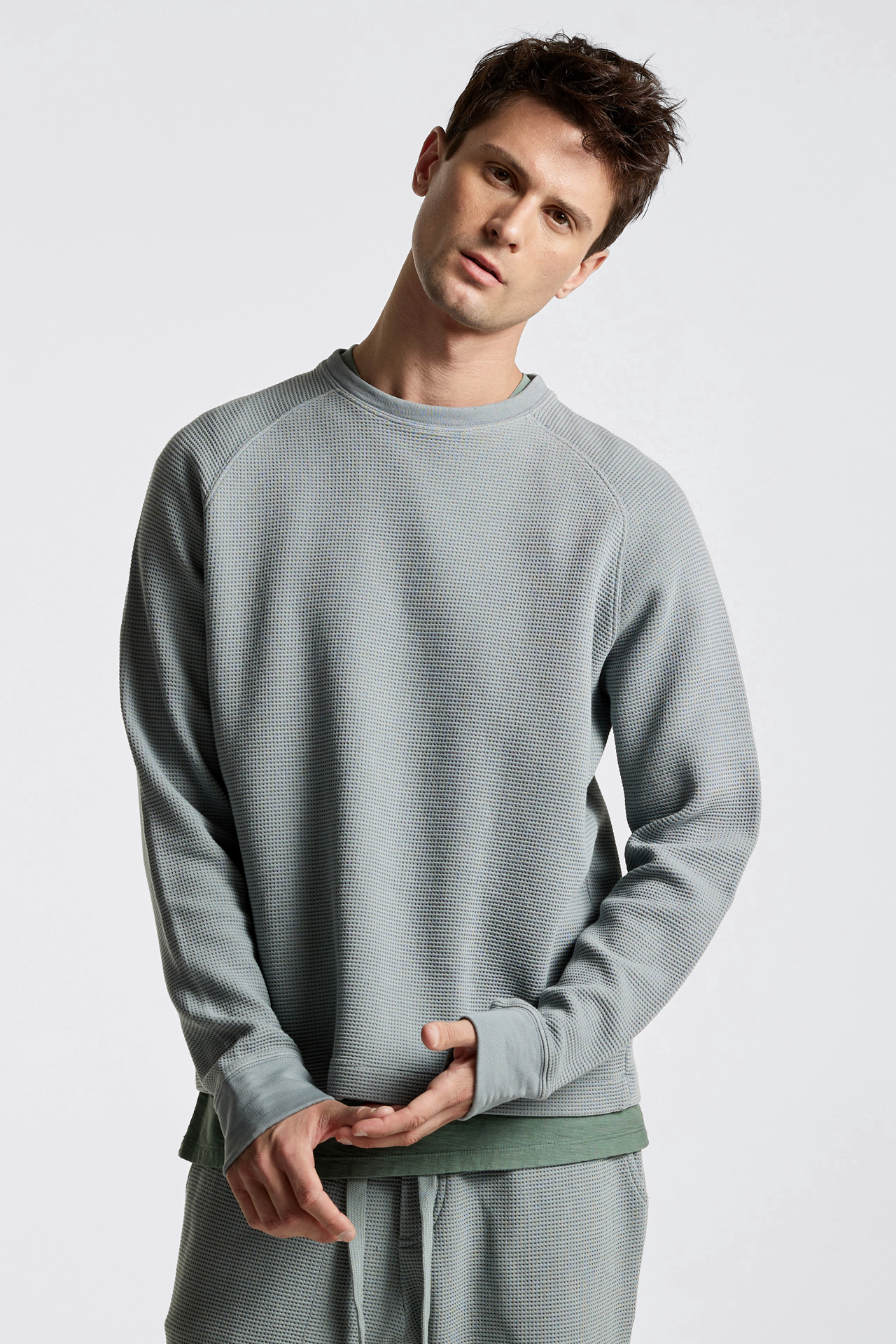 Regular Raglan Waffle Sweatshirt