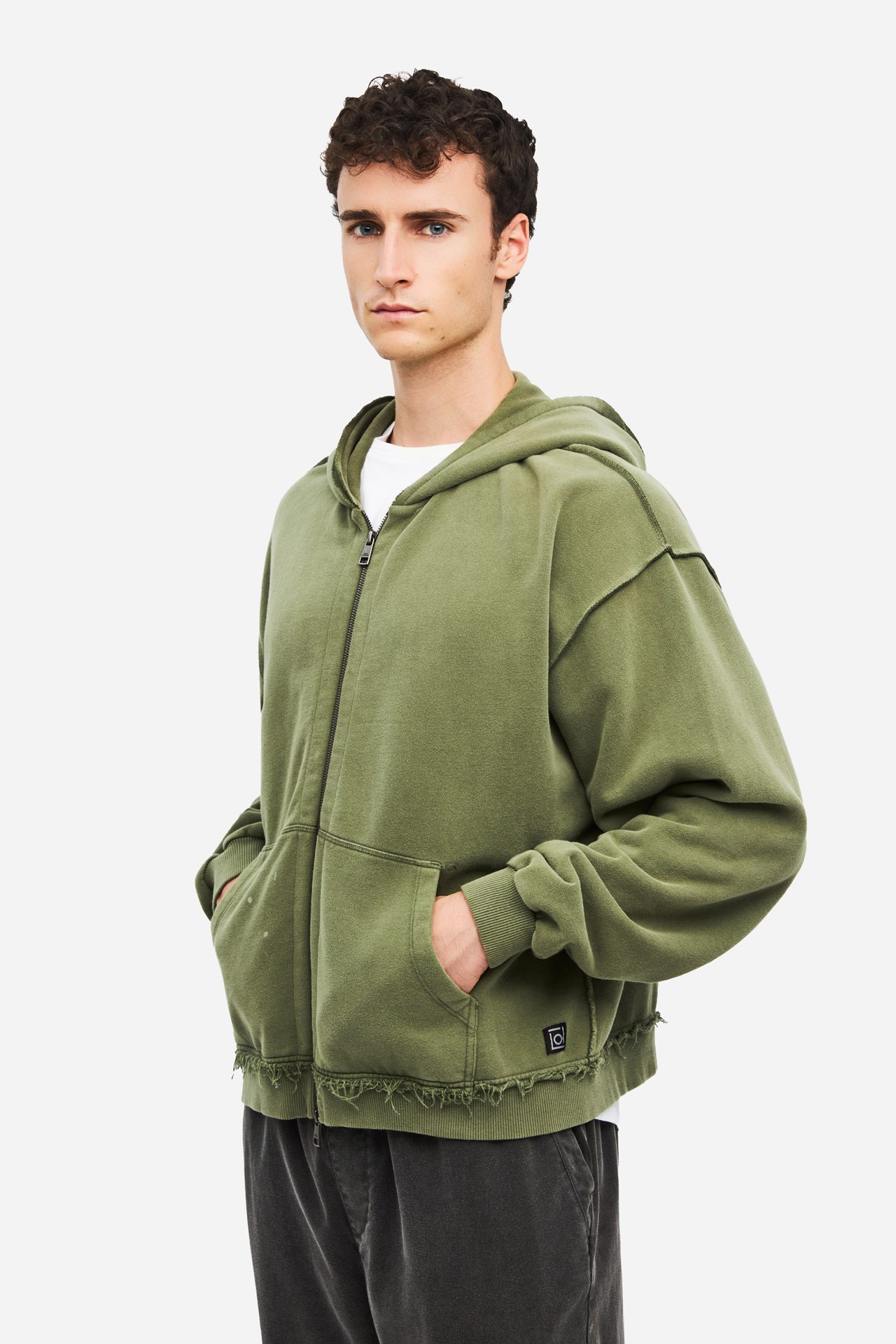 OVERSIZED FULLZIP WITH RAW EDGES
