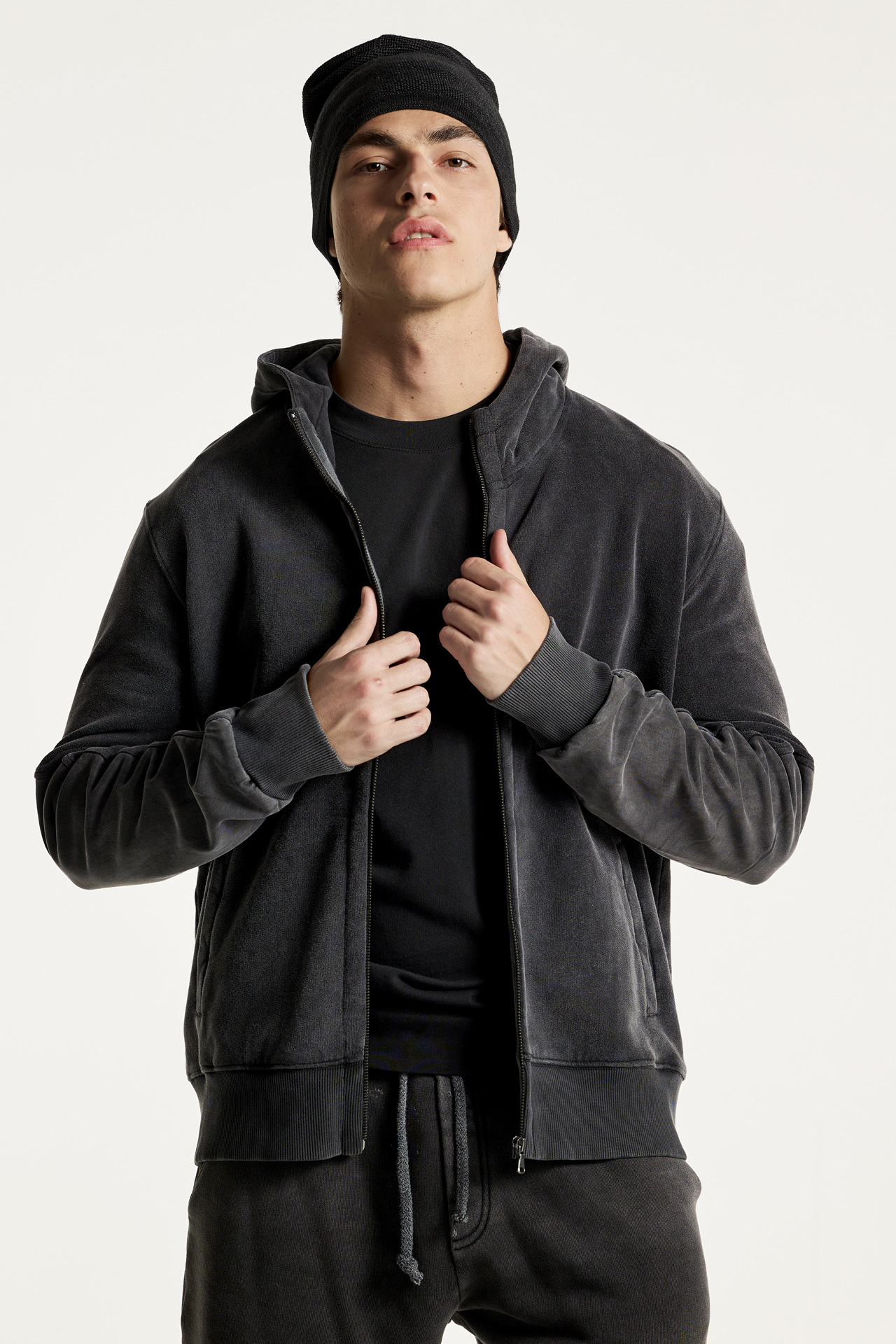 Mixed Fabric Full Zip