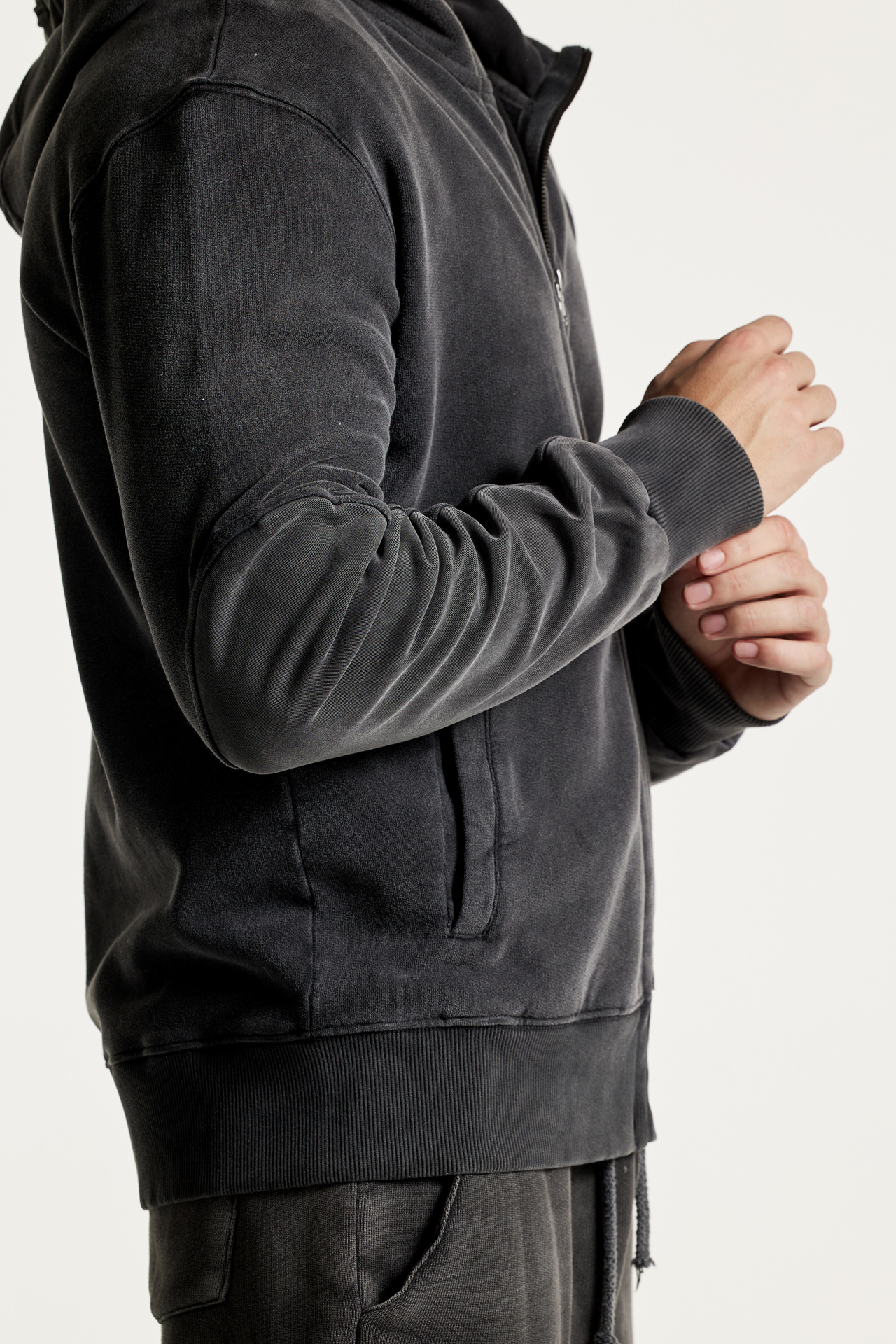 Mixed Fabric Full Zip