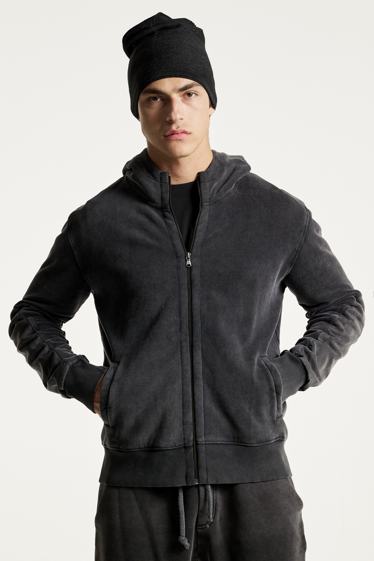 Mixed Fabric Full Zip