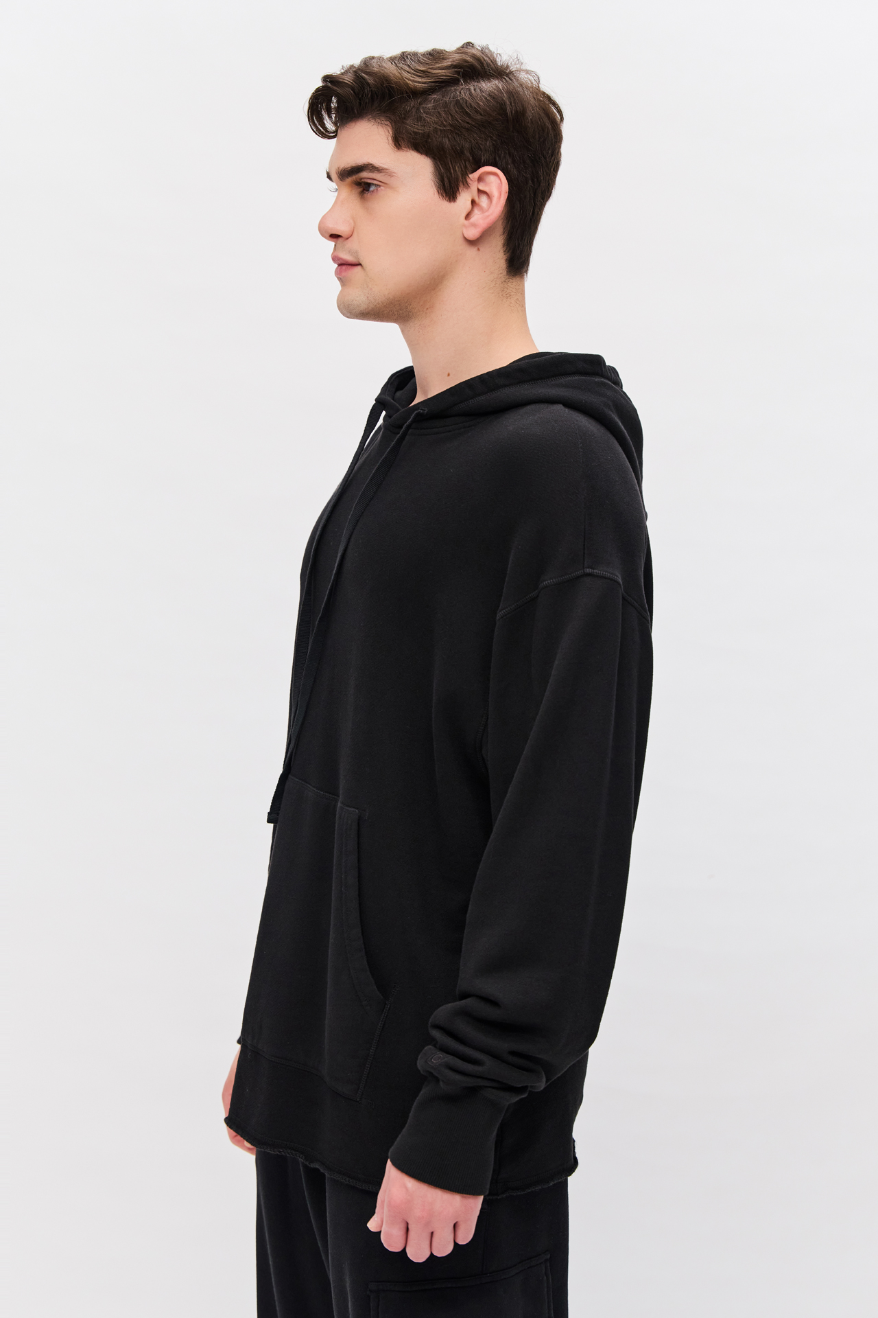 RELAXED HOODIE WITH RAW EDGE HEM