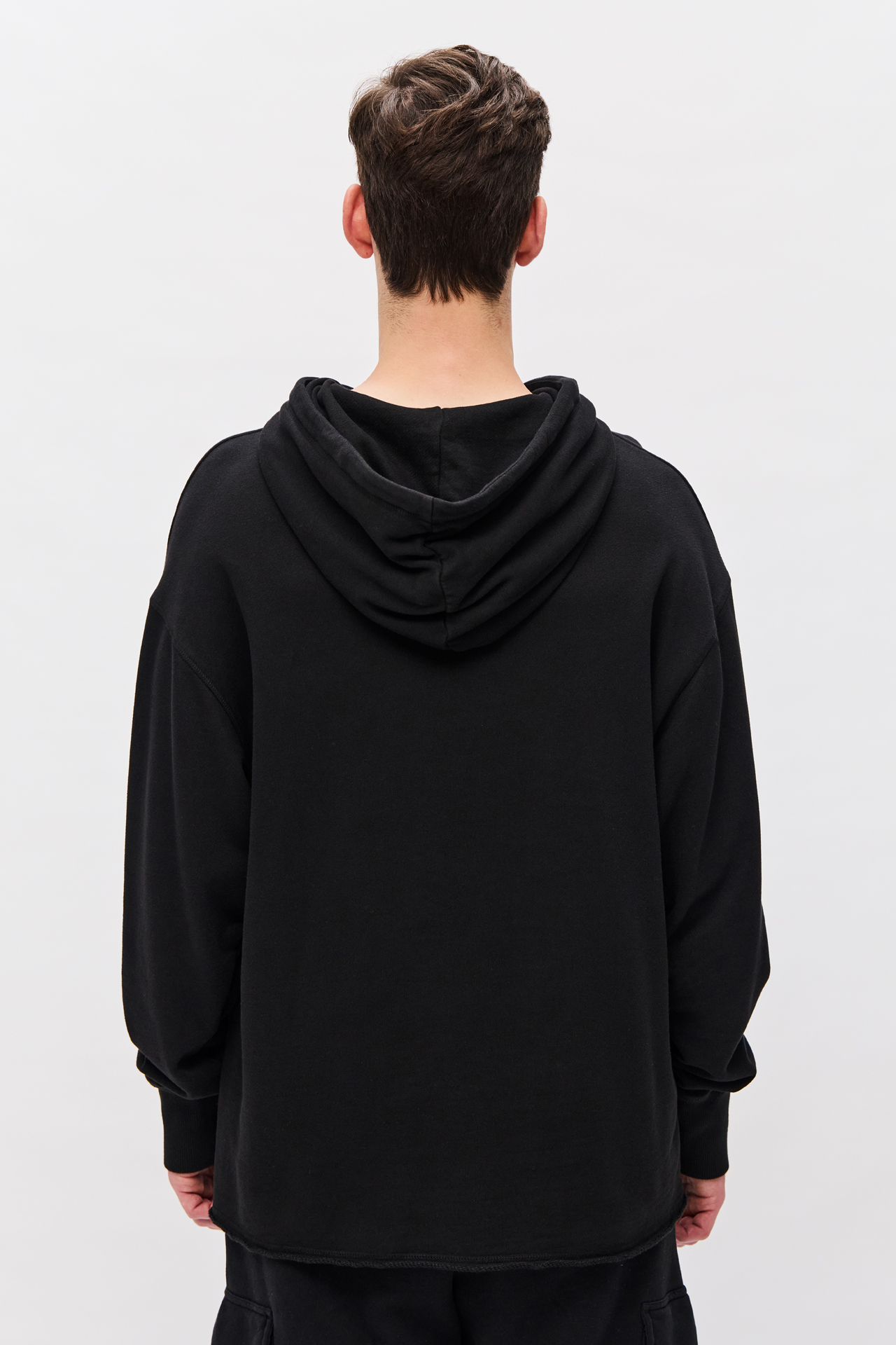 RELAXED HOODIE WITH RAW EDGE HEM