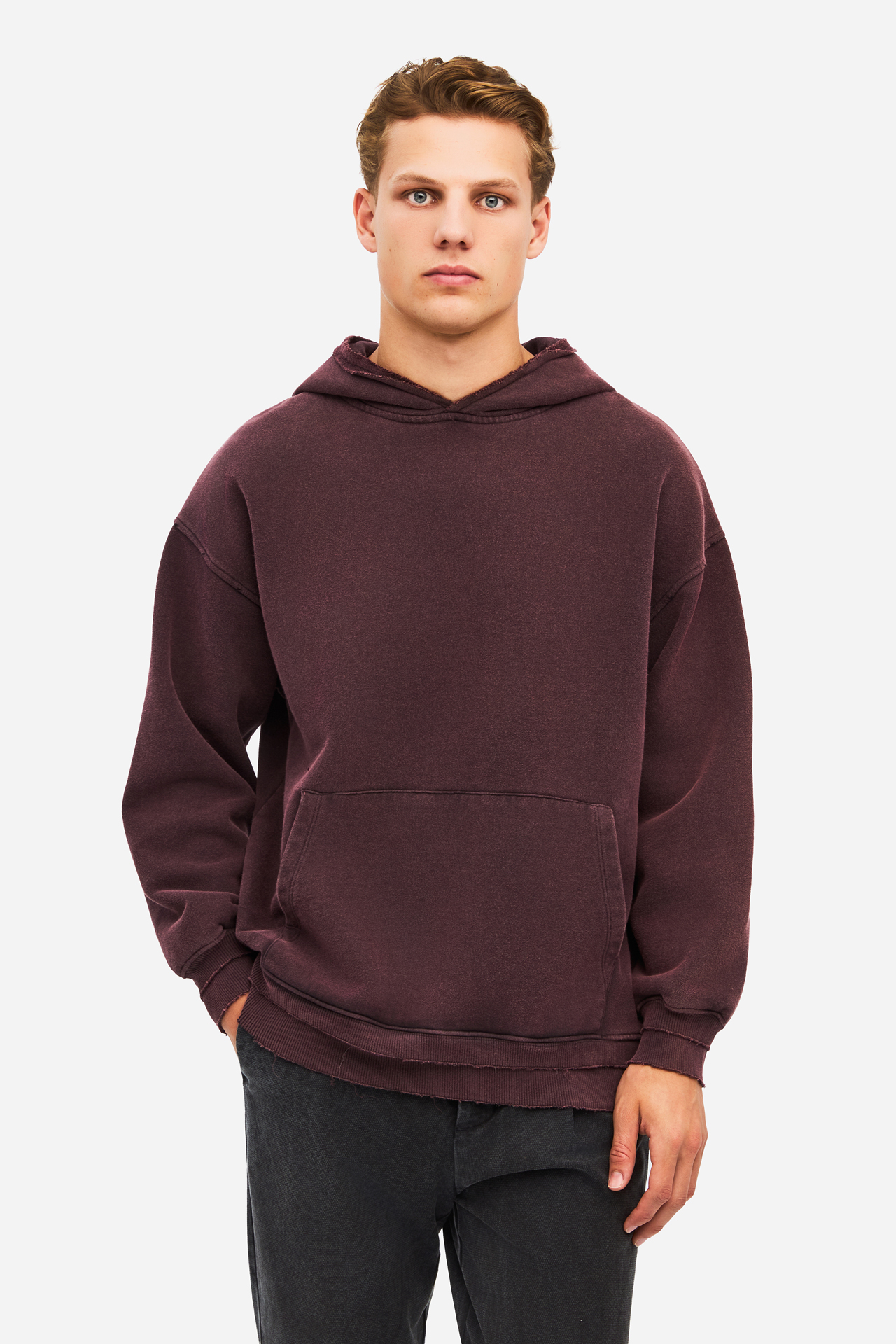 RELAXED HOODIE WITH RIB DETAILS