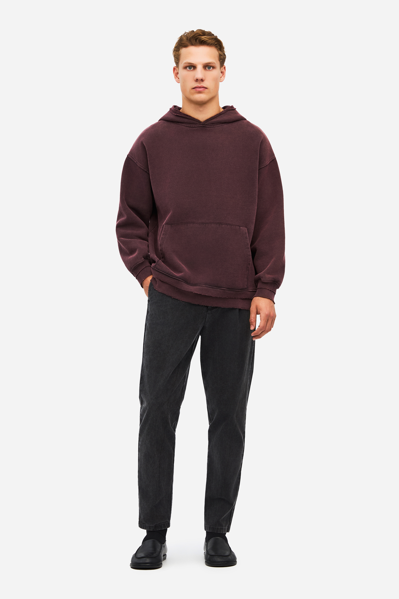 RELAXED HOODIE WITH RIB DETAILS
