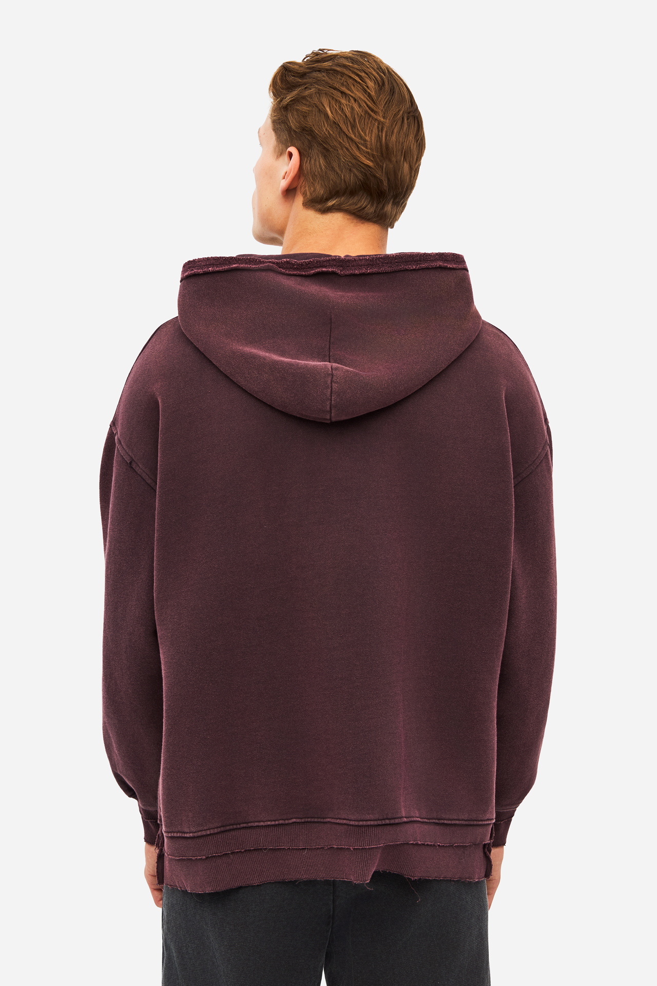 RELAXED HOODIE WITH RIB DETAILS