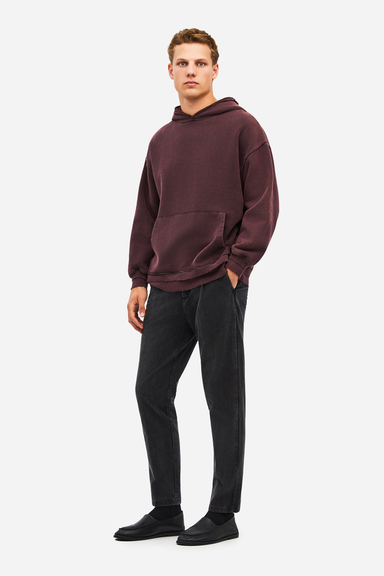 RELAXED HOODIE WITH RIB DETAILS