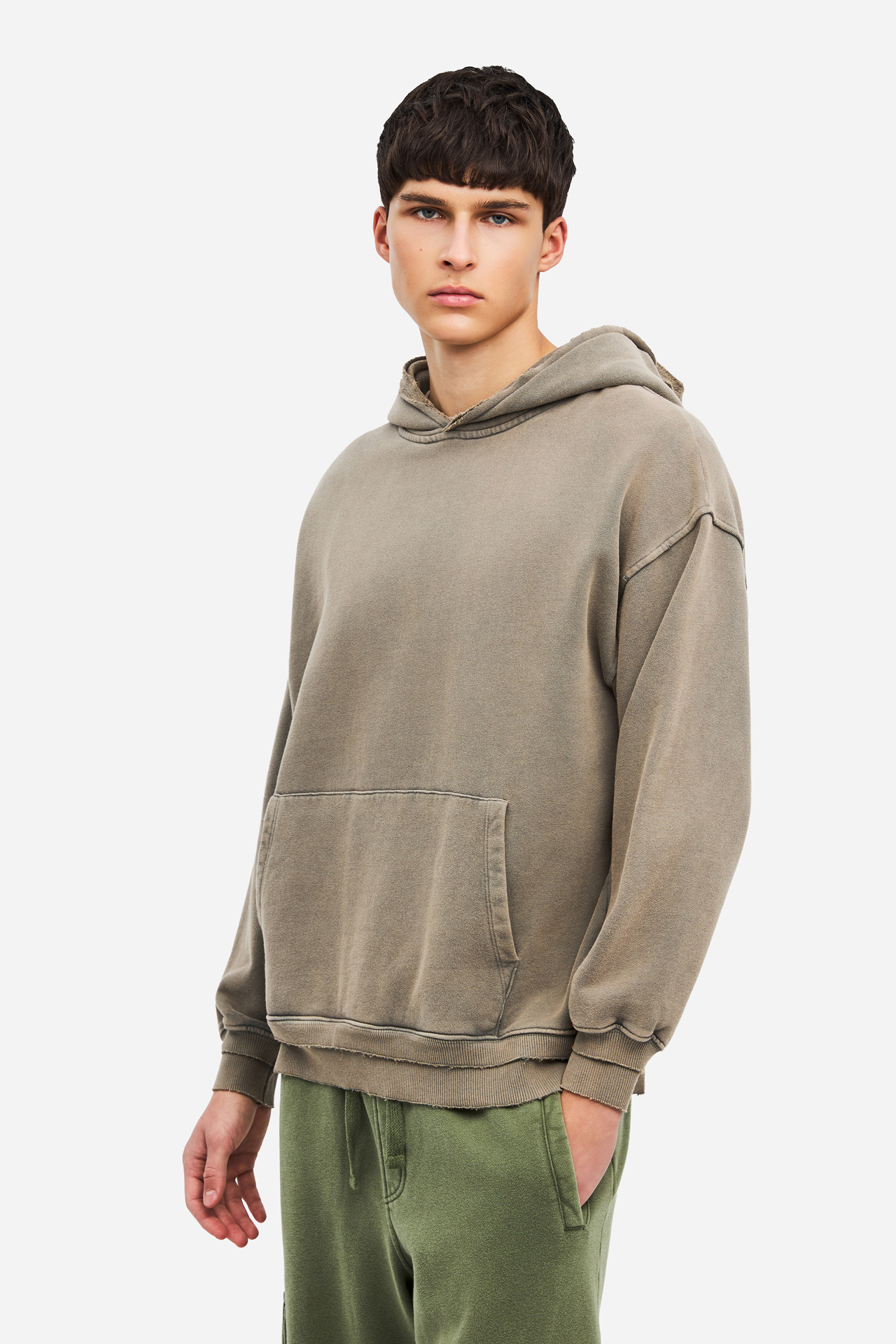 RELAXED HOODIE WITH RIB DETAILS