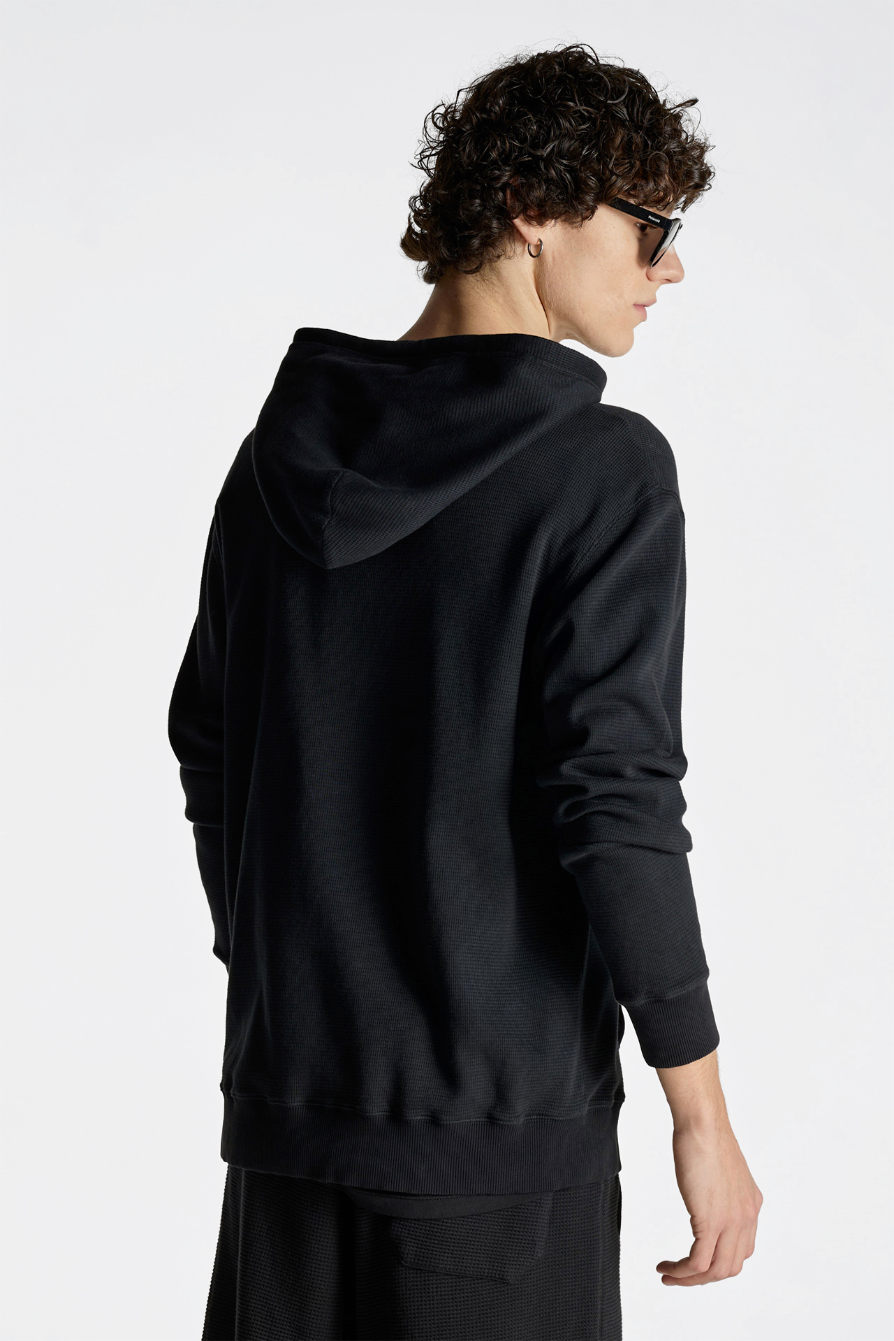 Mixed Fabric Regular Fit Hoodie