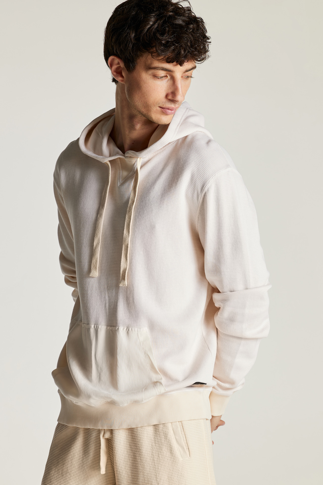 Mixed Fabric Regular Fit Hoodie