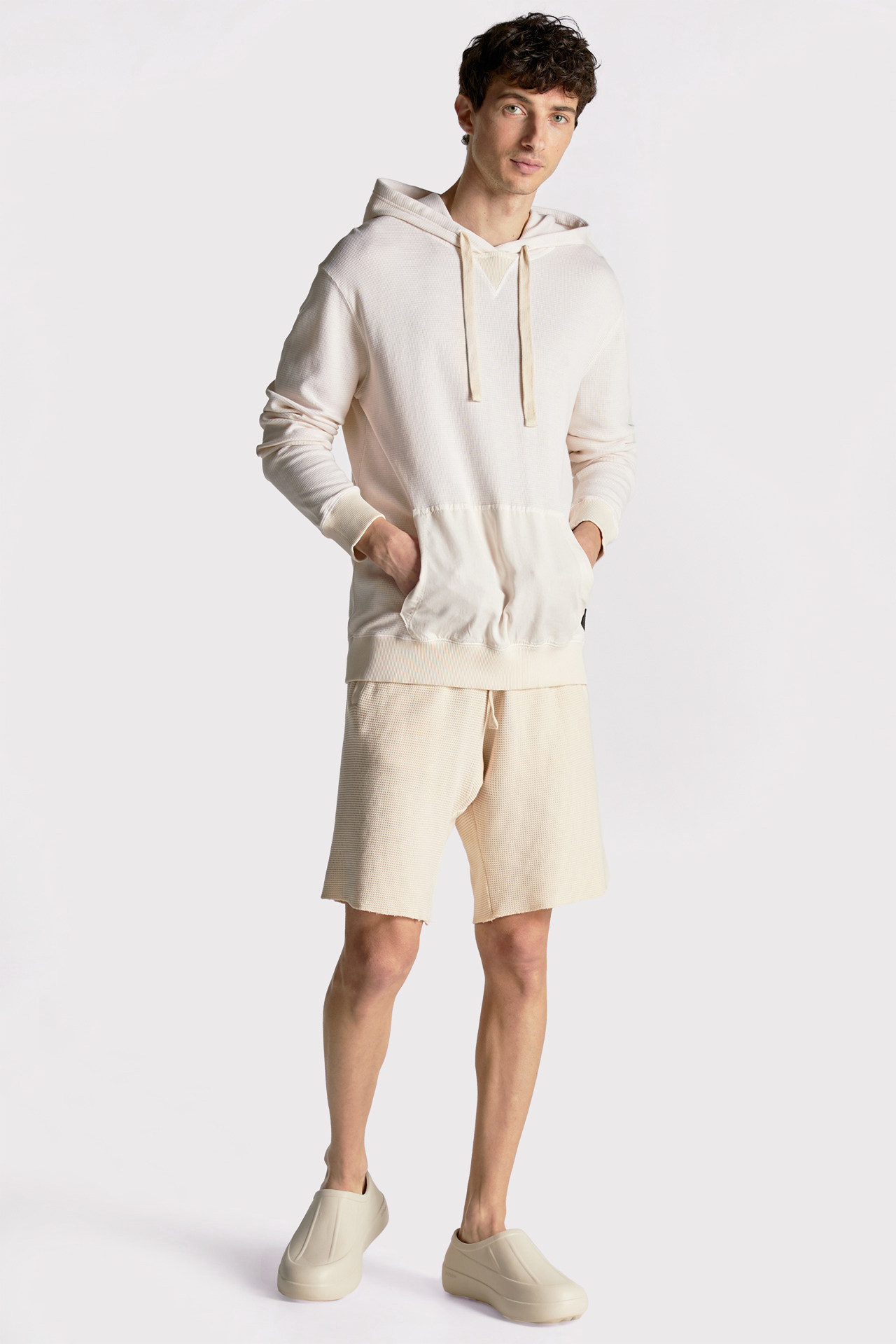 Mixed Fabric Regular Fit Hoodie