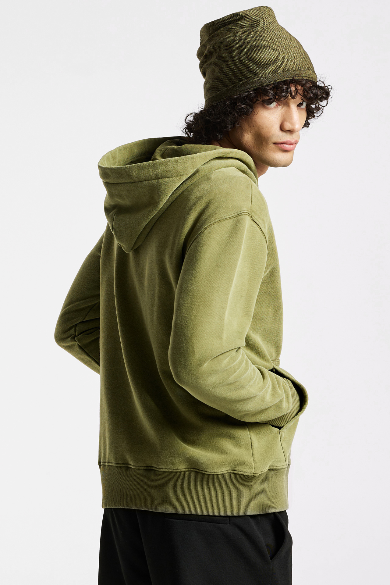 Men's Regular Fit Cotton Neckline Detail Hoodie