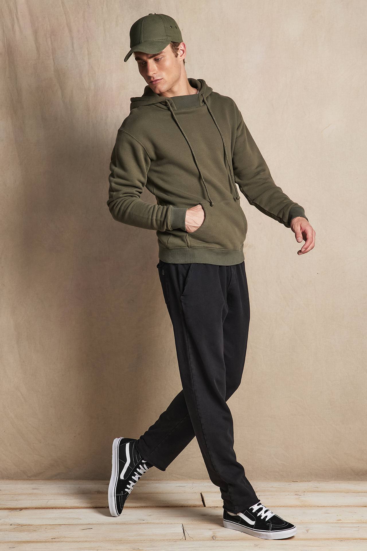 RIB TURTLENECK HOODIE