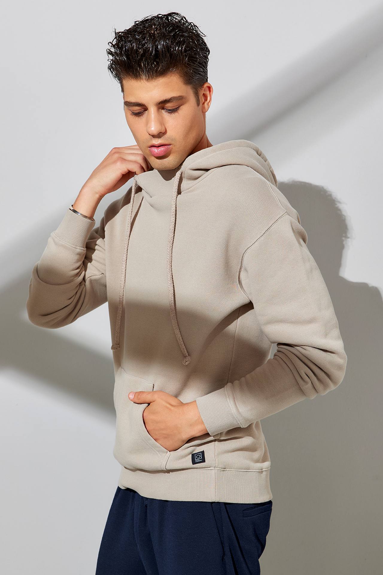 RIB TURTLENECK HOODIE