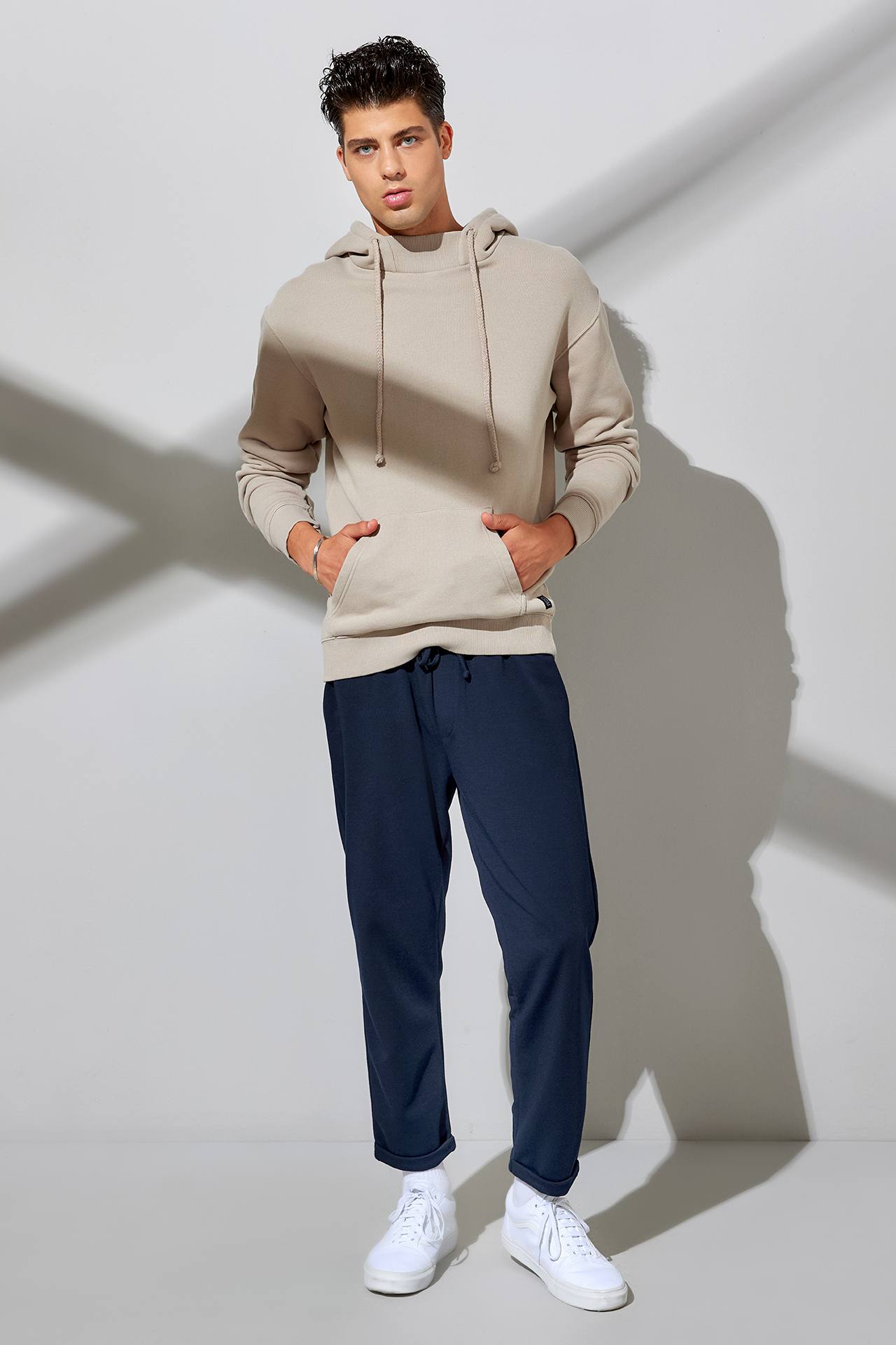 RIB TURTLENECK HOODIE