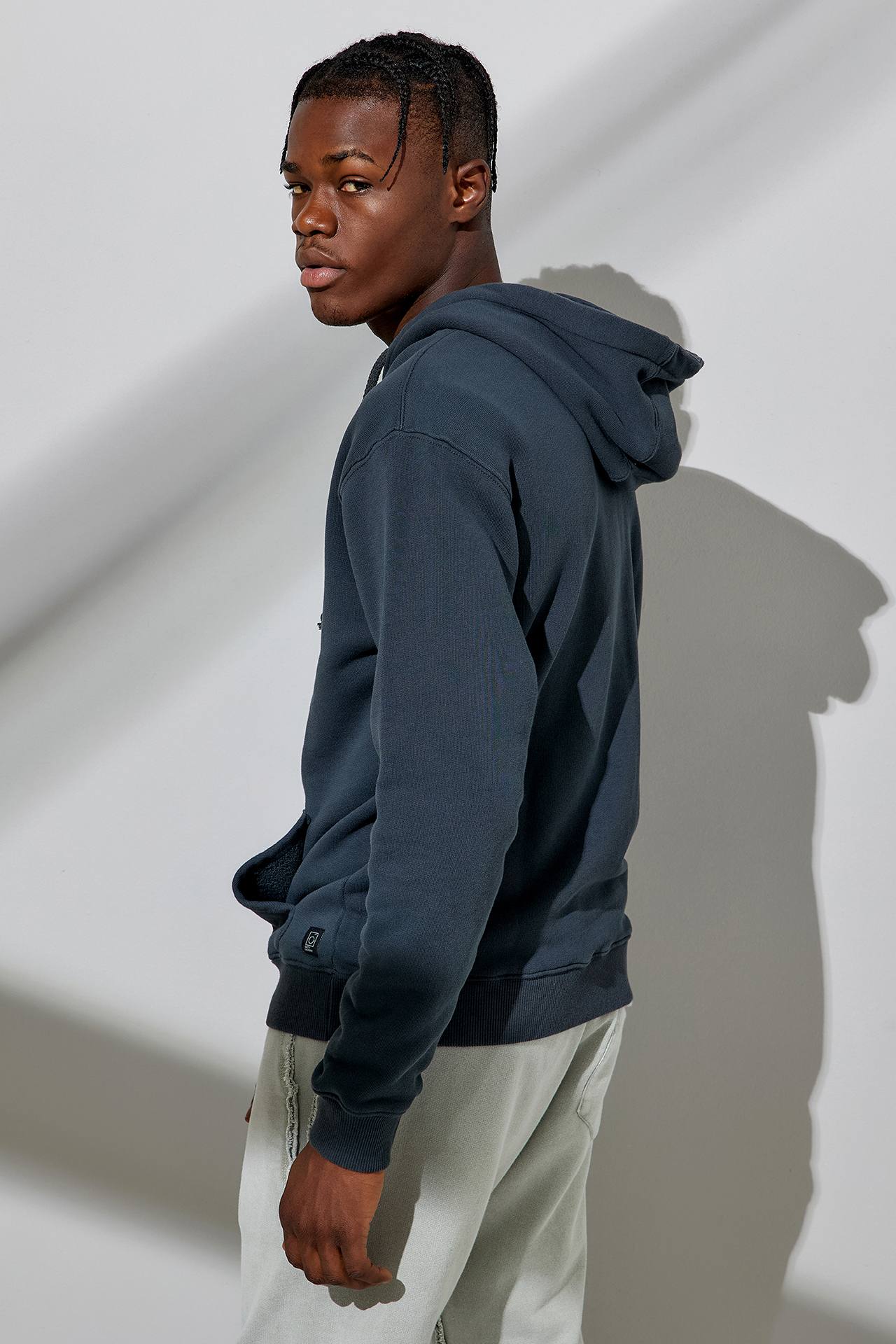 RIB TURTLENECK HOODIE