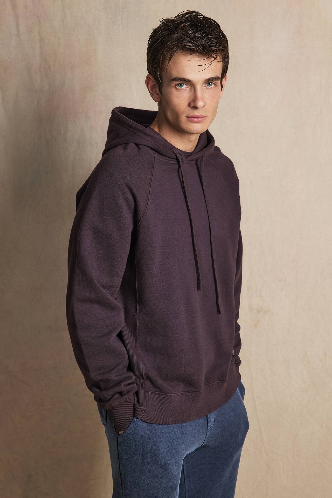 RAGLAN RIB DETAIL HOODIE