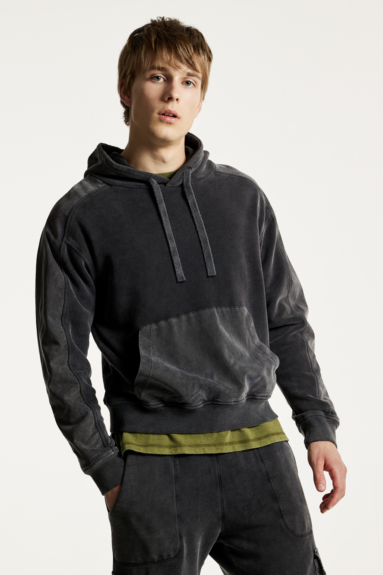 Mixed Fabric Hoodie