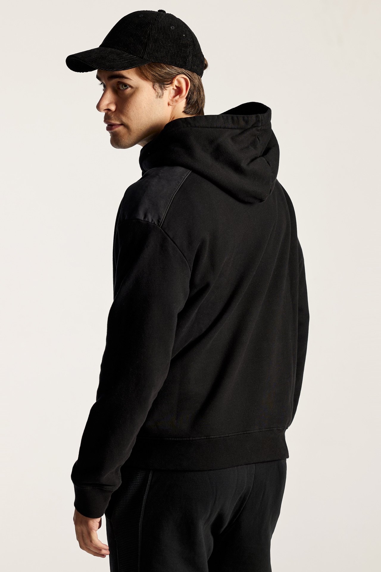 Mixed Fabric Hoodie