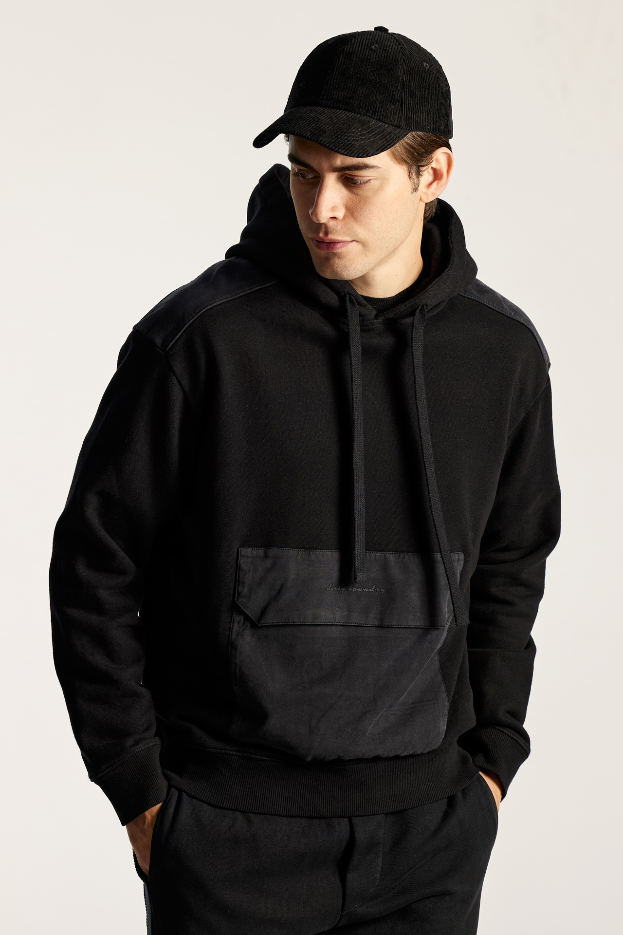 Mixed Fabric Hoodie