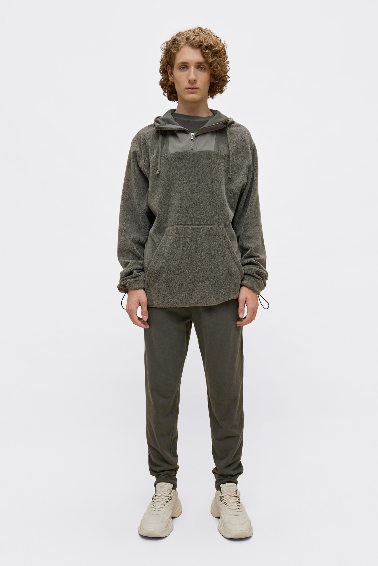 Teddy Mixed Fabric Hoodie