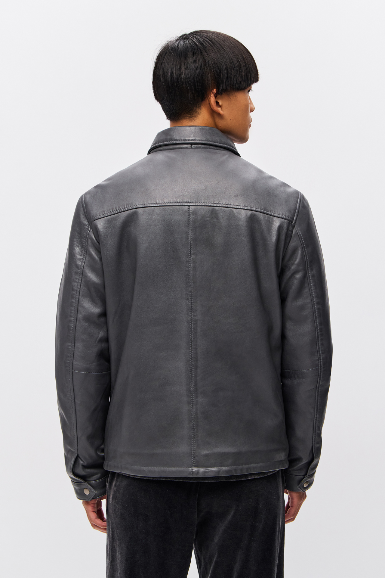 LEATHER JACKET WITH CENTREFRONT ZIP