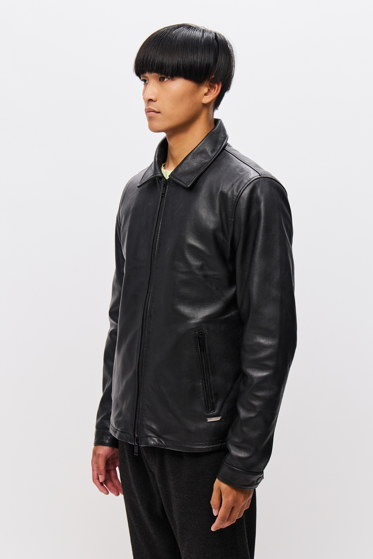 LEATHER JACKET WITH CENTREFRONT ZIP