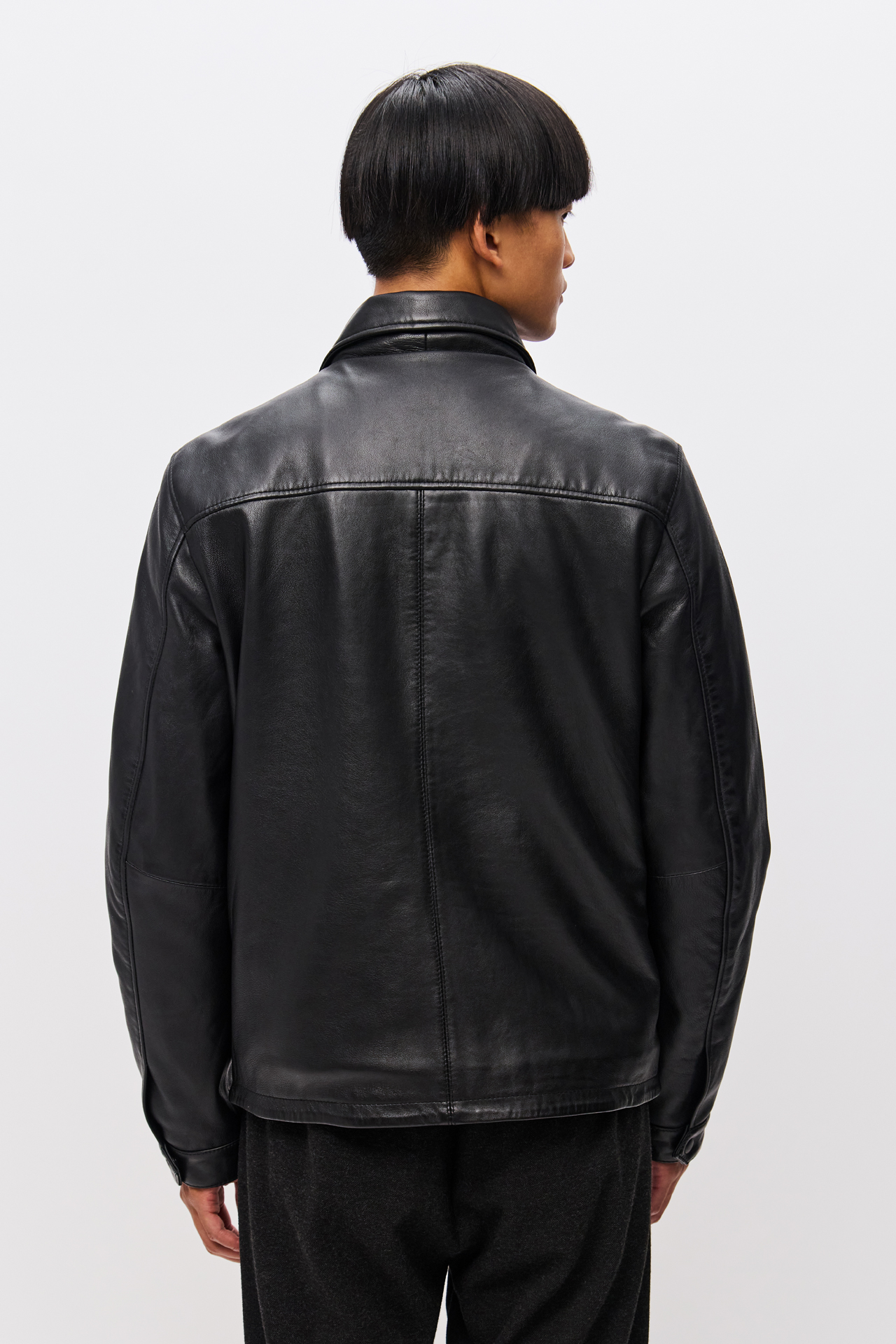 LEATHER JACKET WITH CENTREFRONT ZIP