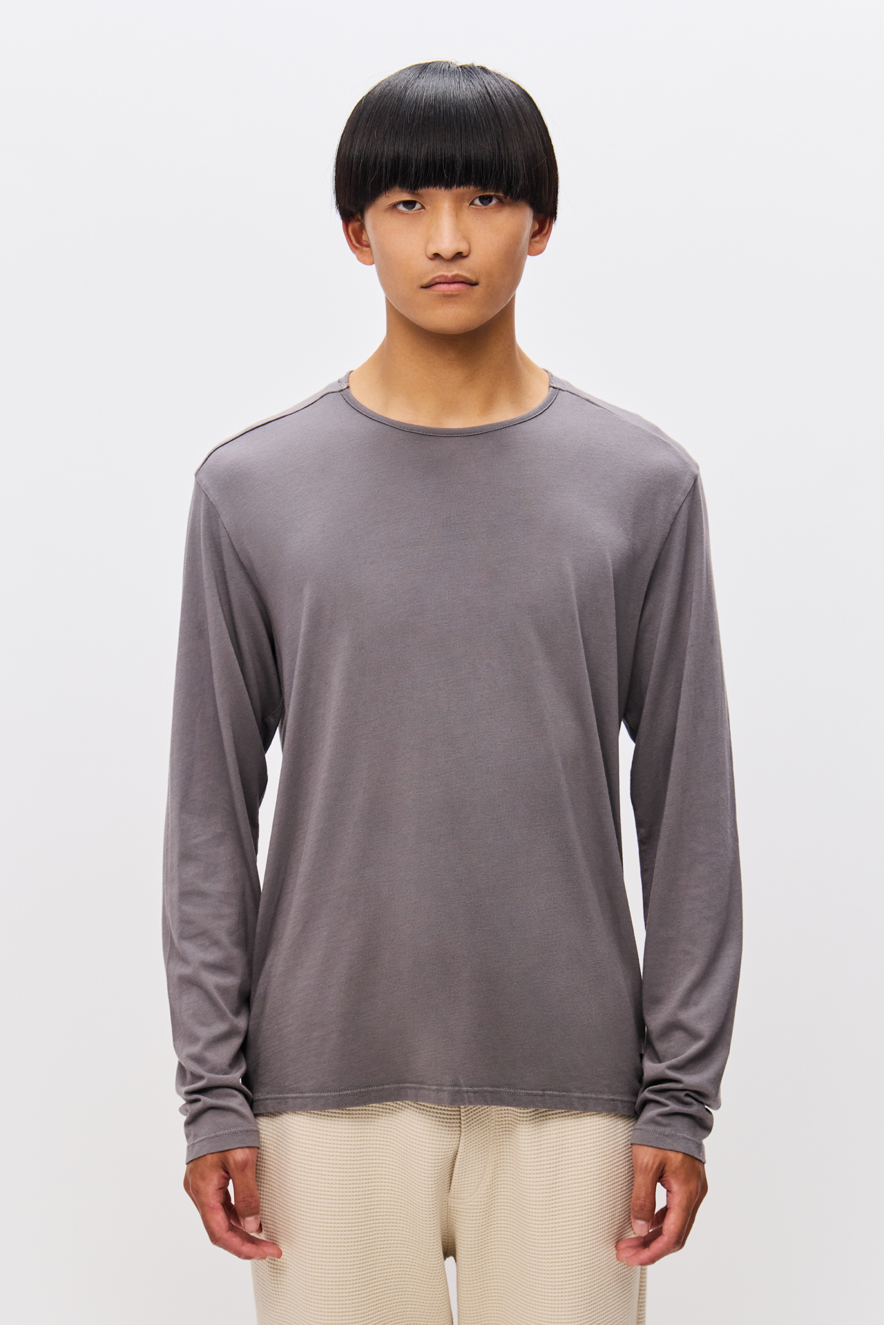 Men s Long sleeve Top with Raw Cut Neckline Dirty Laundry