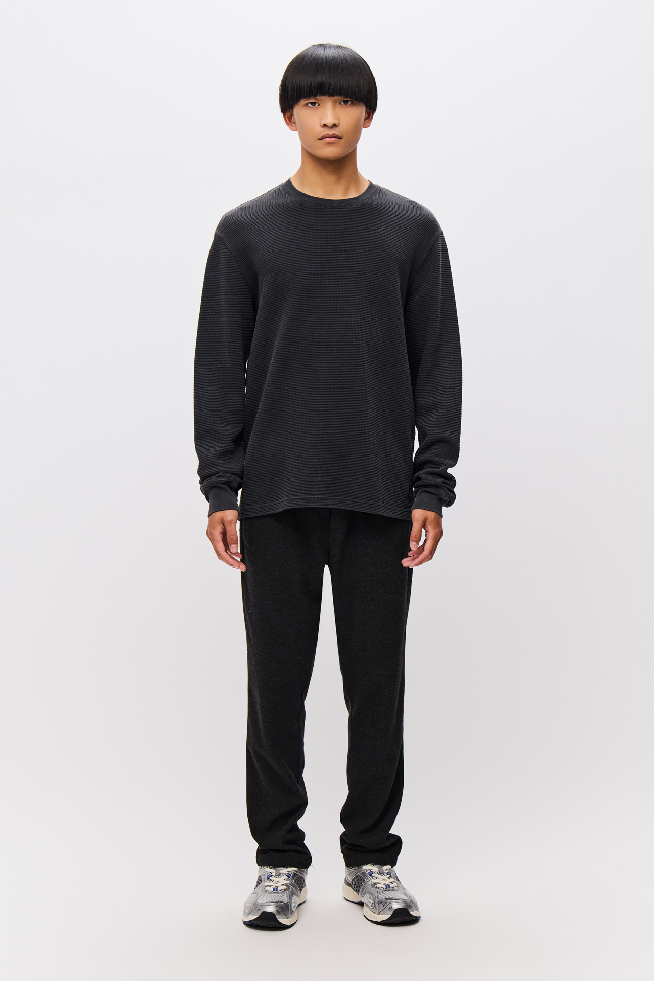 WAFFLE LONGSLEEVE WITH RIB DETAILS