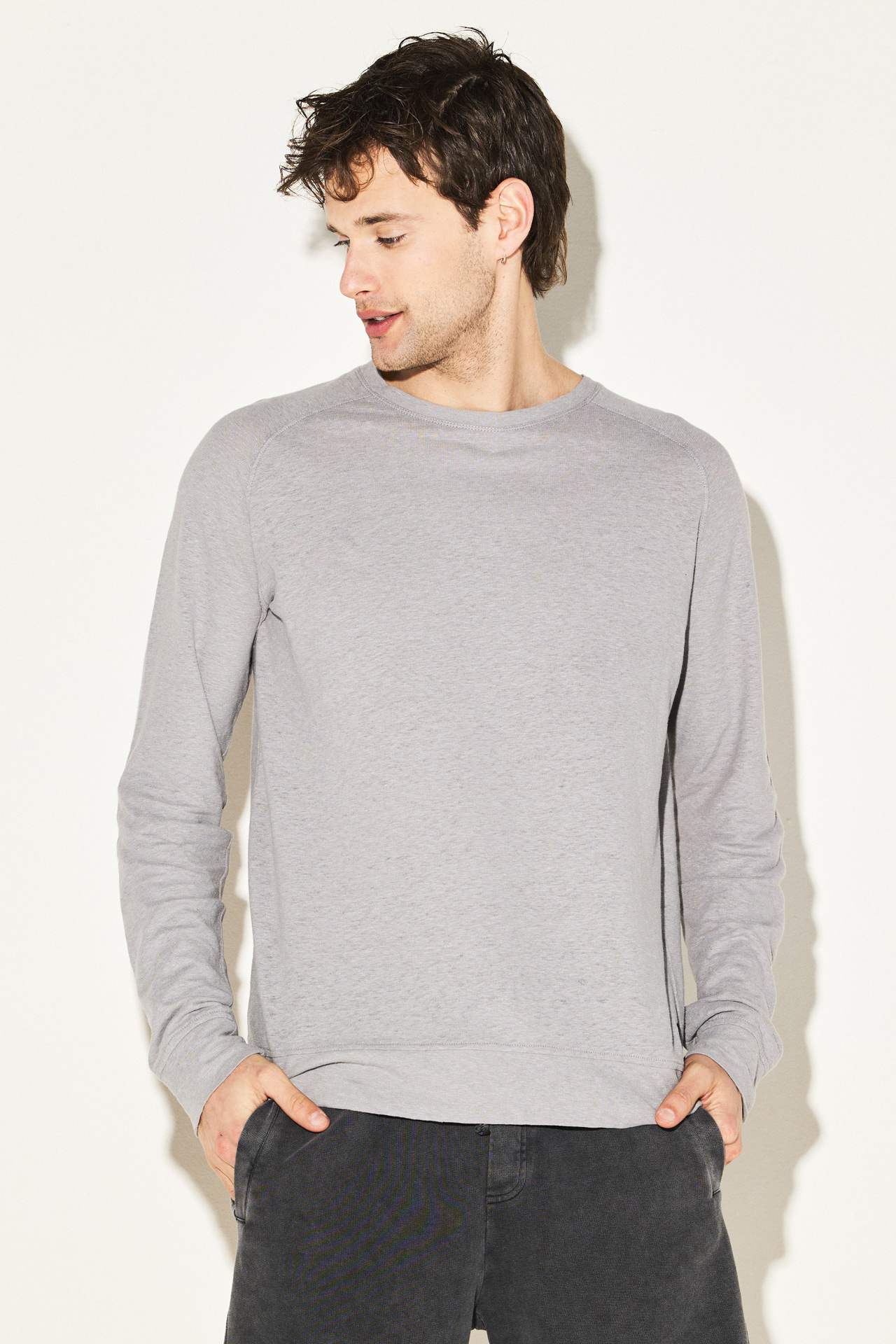 LINEN BLEND RAGLAN L/SLEEVE