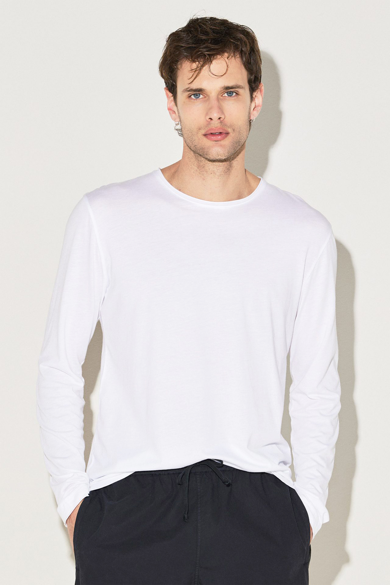 Modal-Blend Open-Back Long Sleeve Shirt