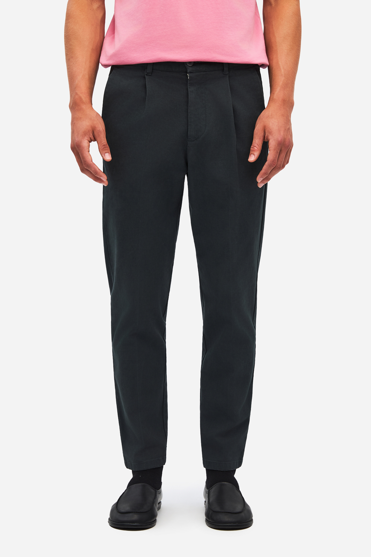 PIQUET PLEATED PANTS