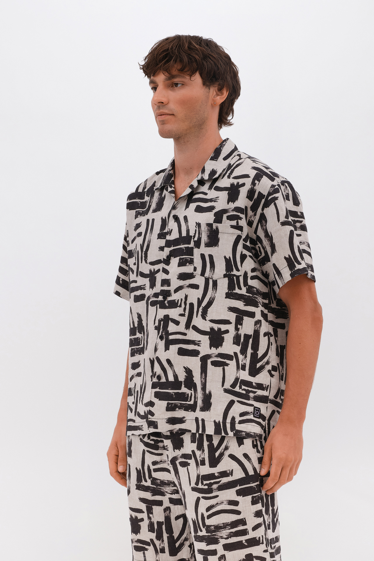 ABSTRACT PRINTED LINEN SHIRT