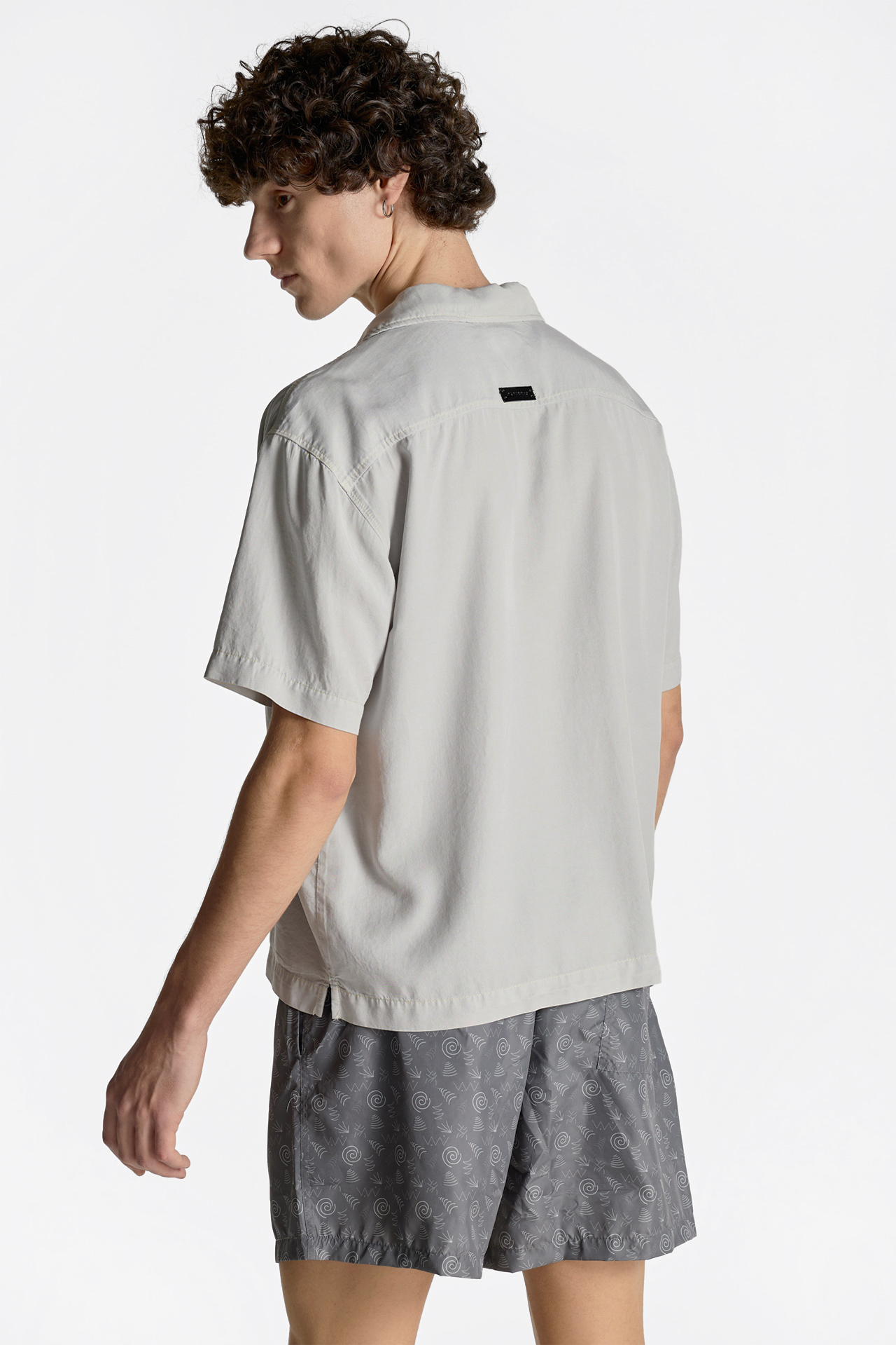Side Slits Camp-Colar Shirt
