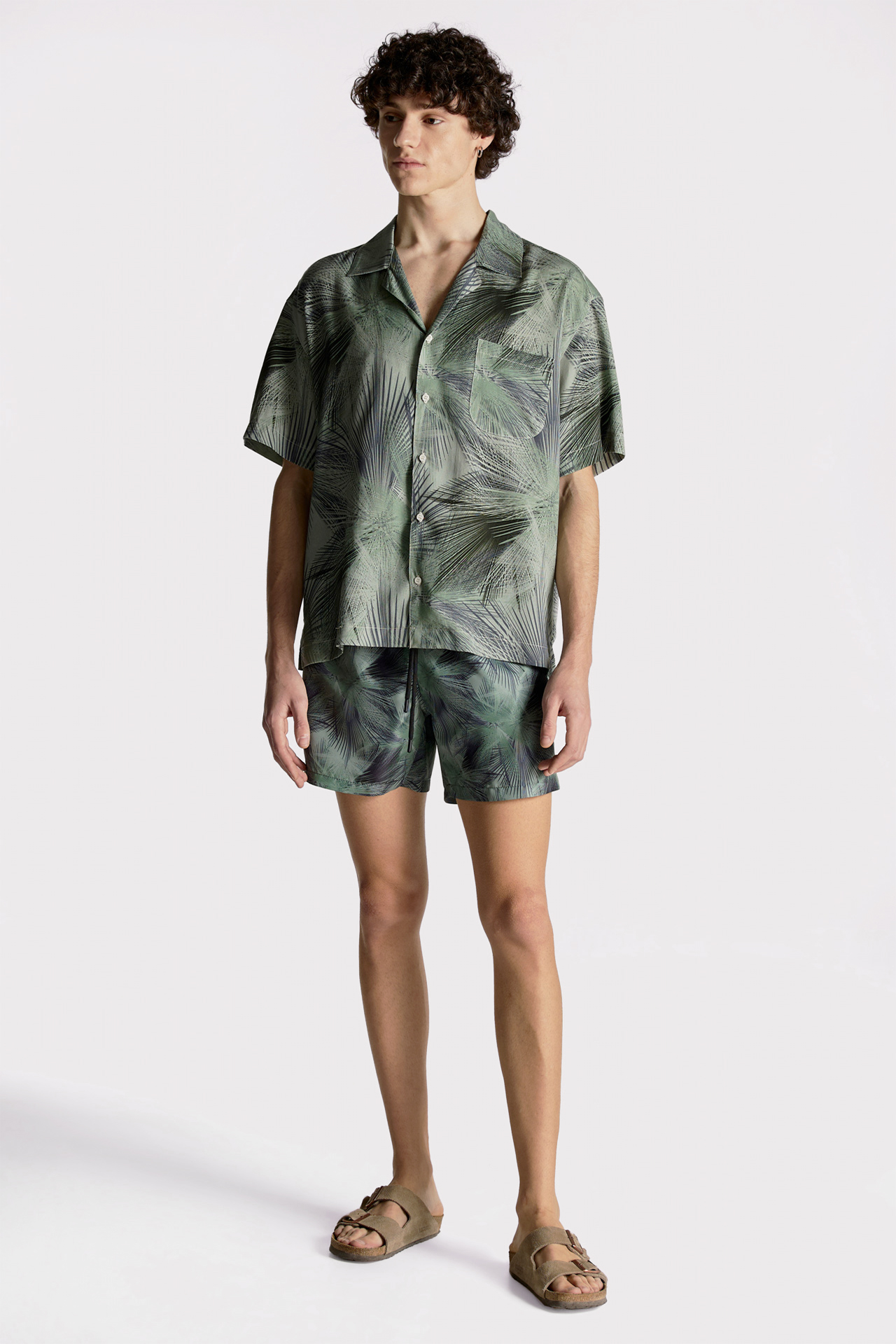 Camo Green Camp-Colar Shirt