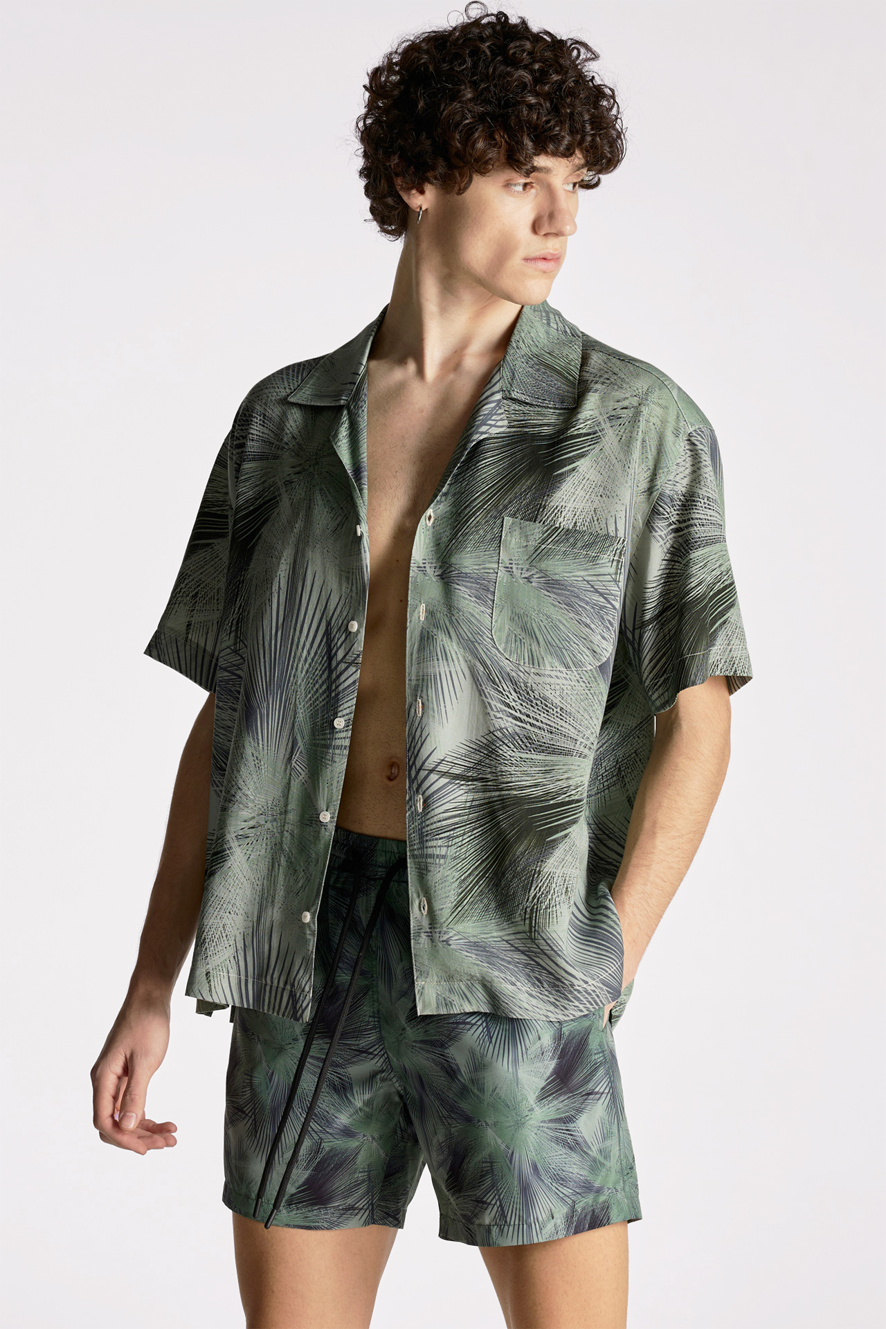 Camo Green Camp-Colar Shirt