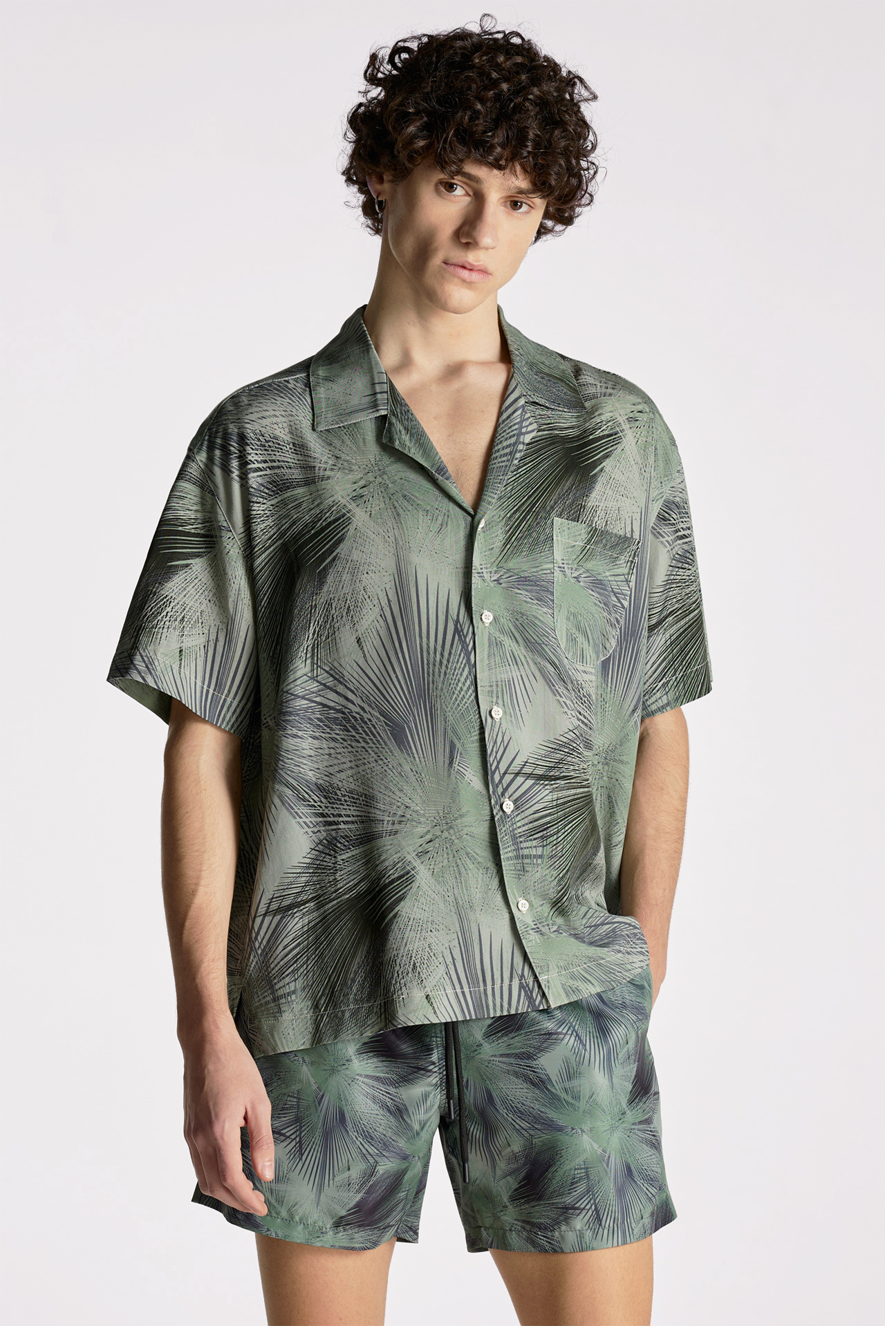 Camo Green Camp-Colar Shirt