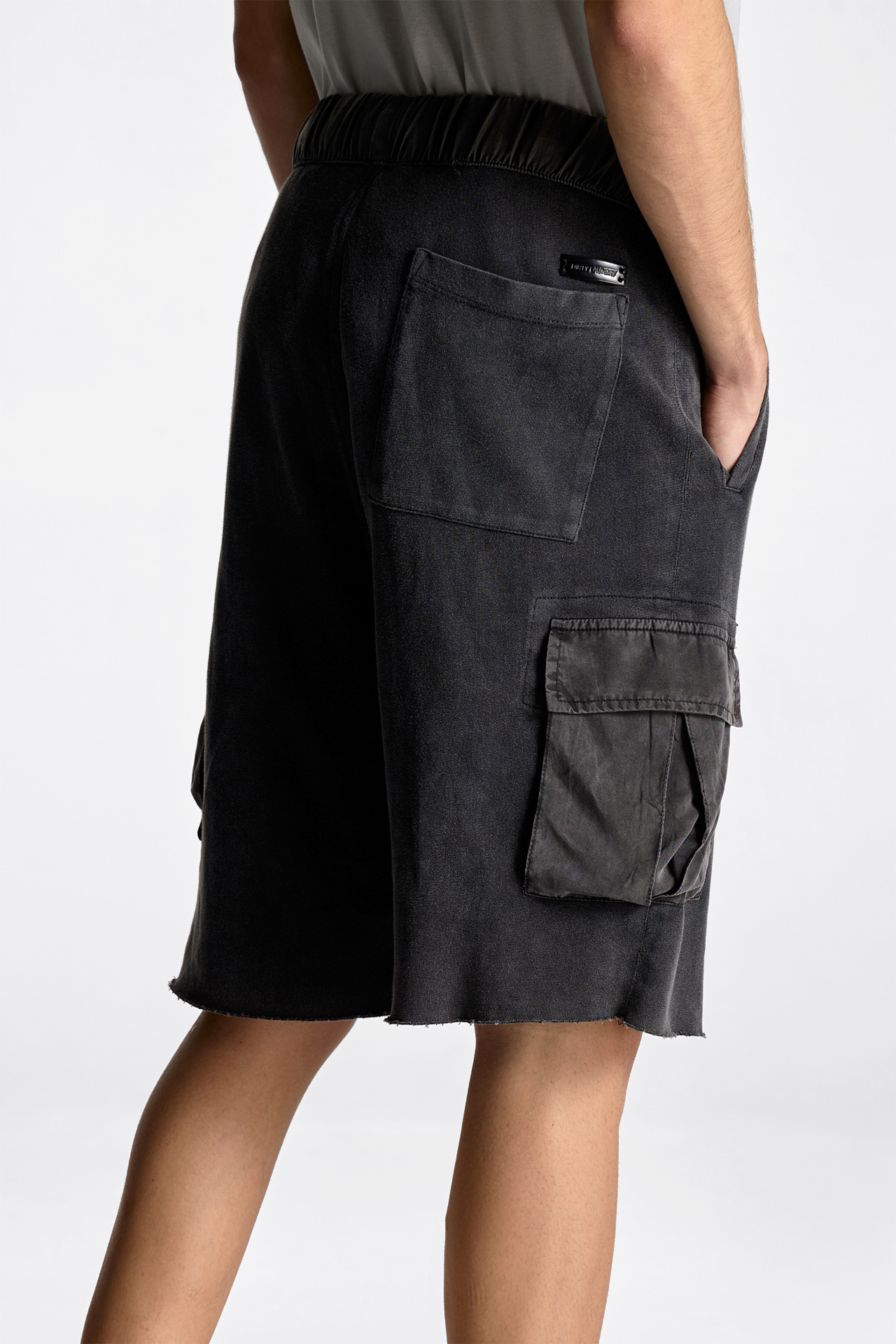Mixed Fabric Cargo Bermuda